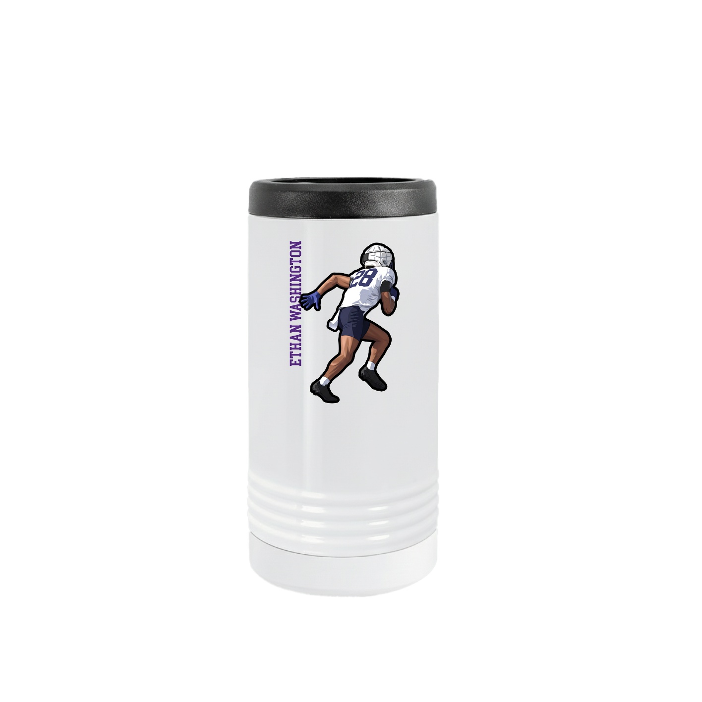 Slim Beverage Holder — Name Vertical in White