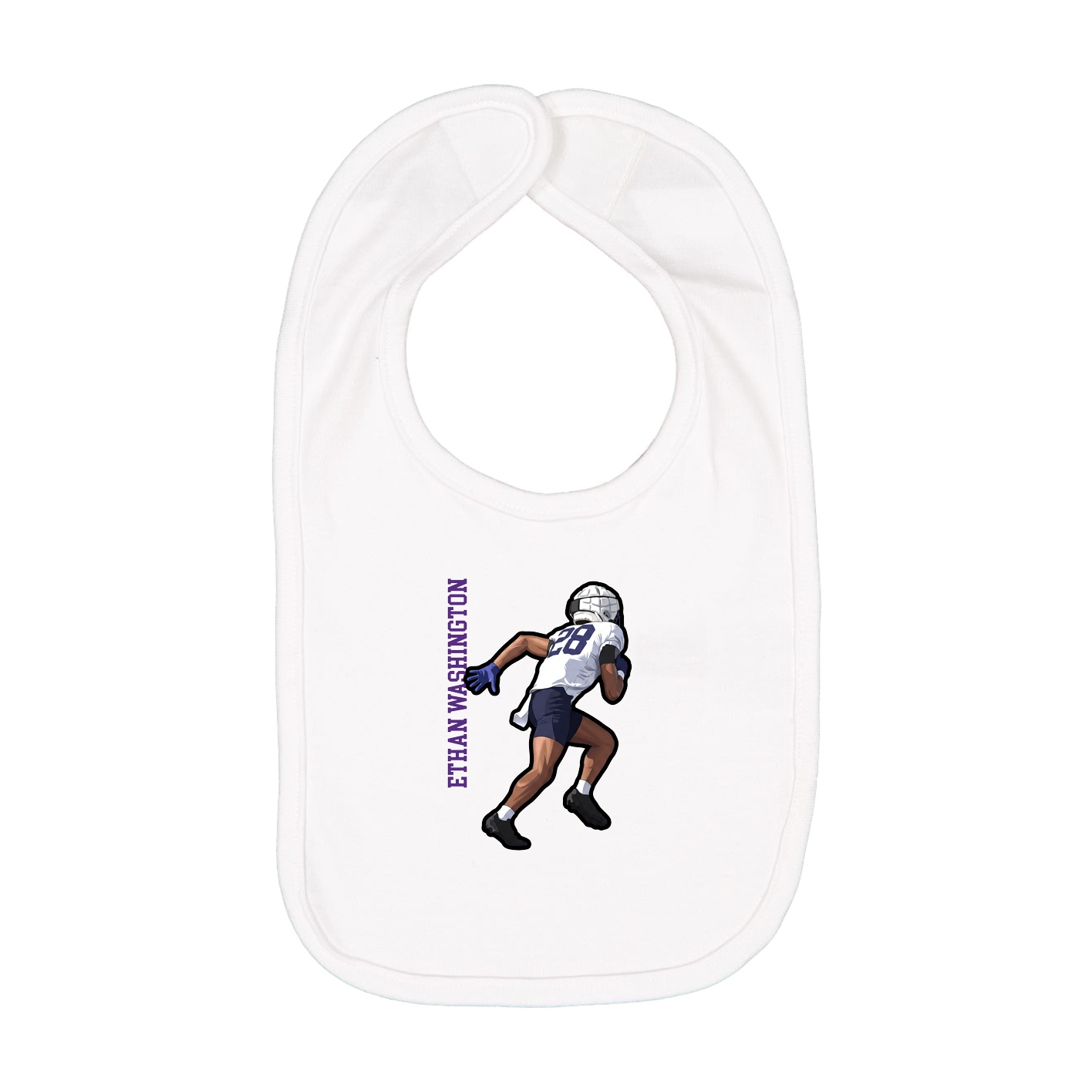 Infant Bib — Name Vertical in White