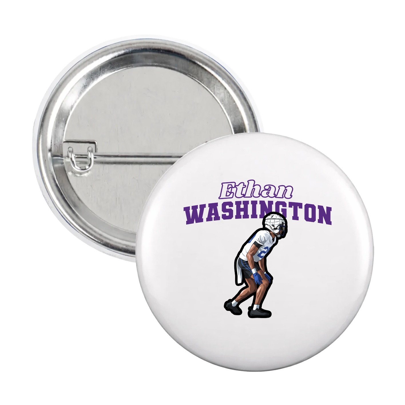 Game Day Button — Name Arch in White