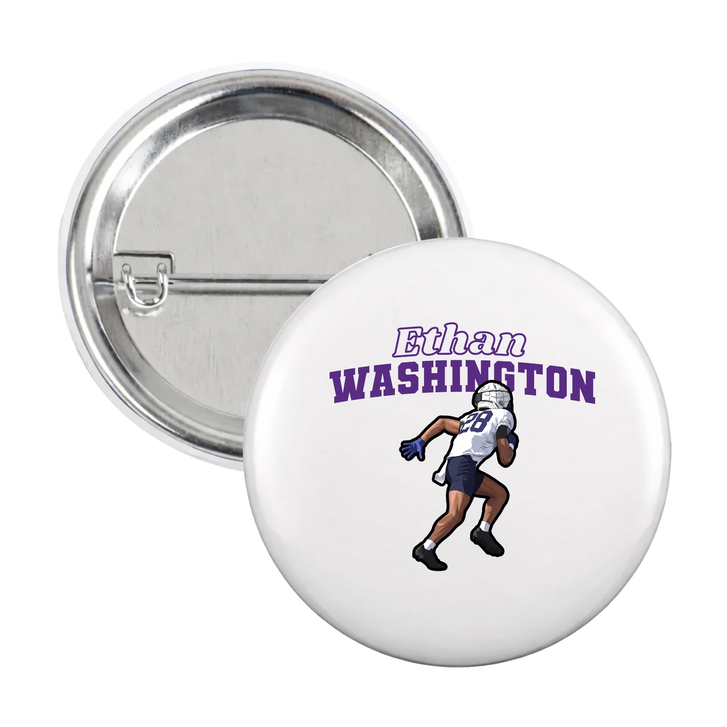 Game Day Button — Name Arch in White