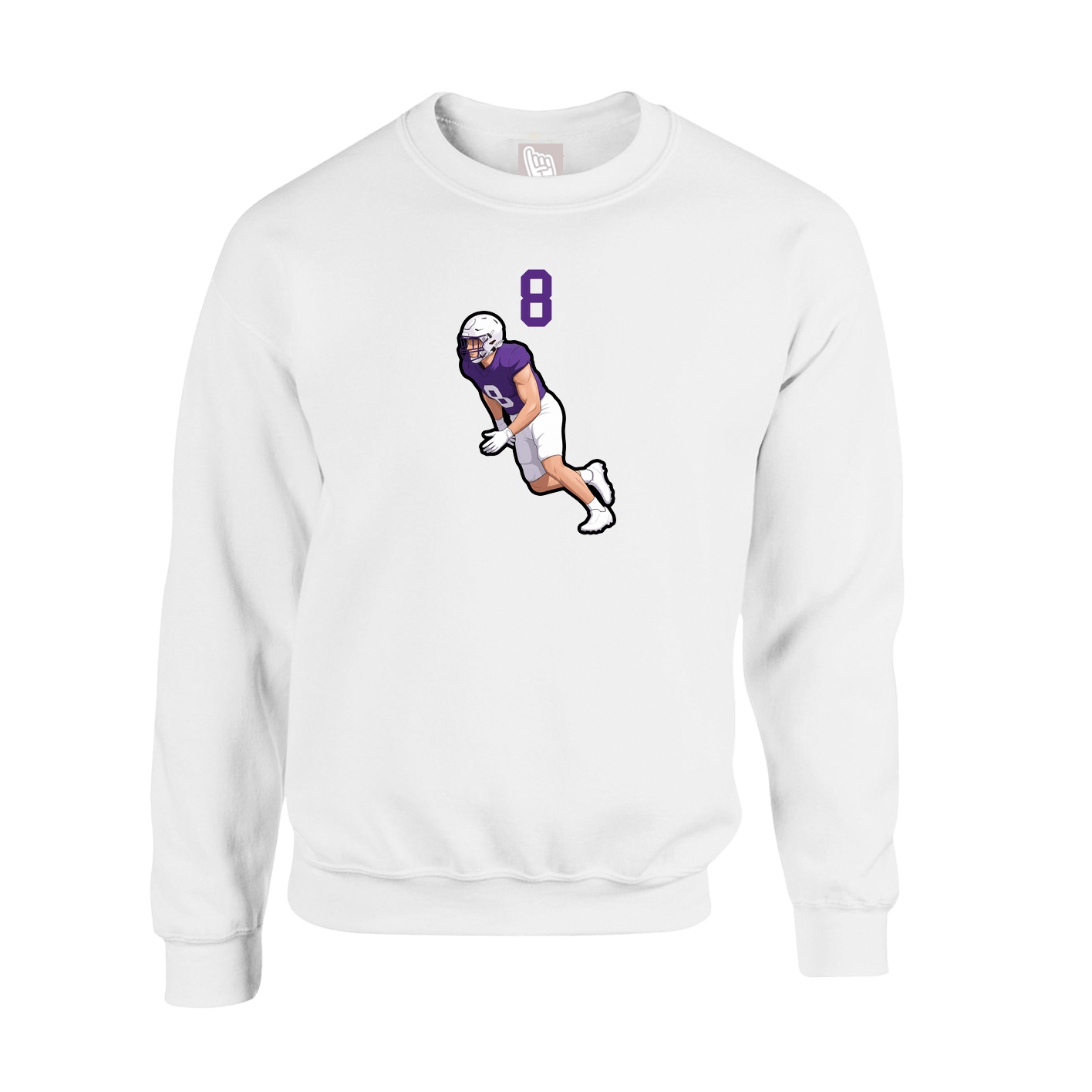 Fleece Crew — Number Top in White