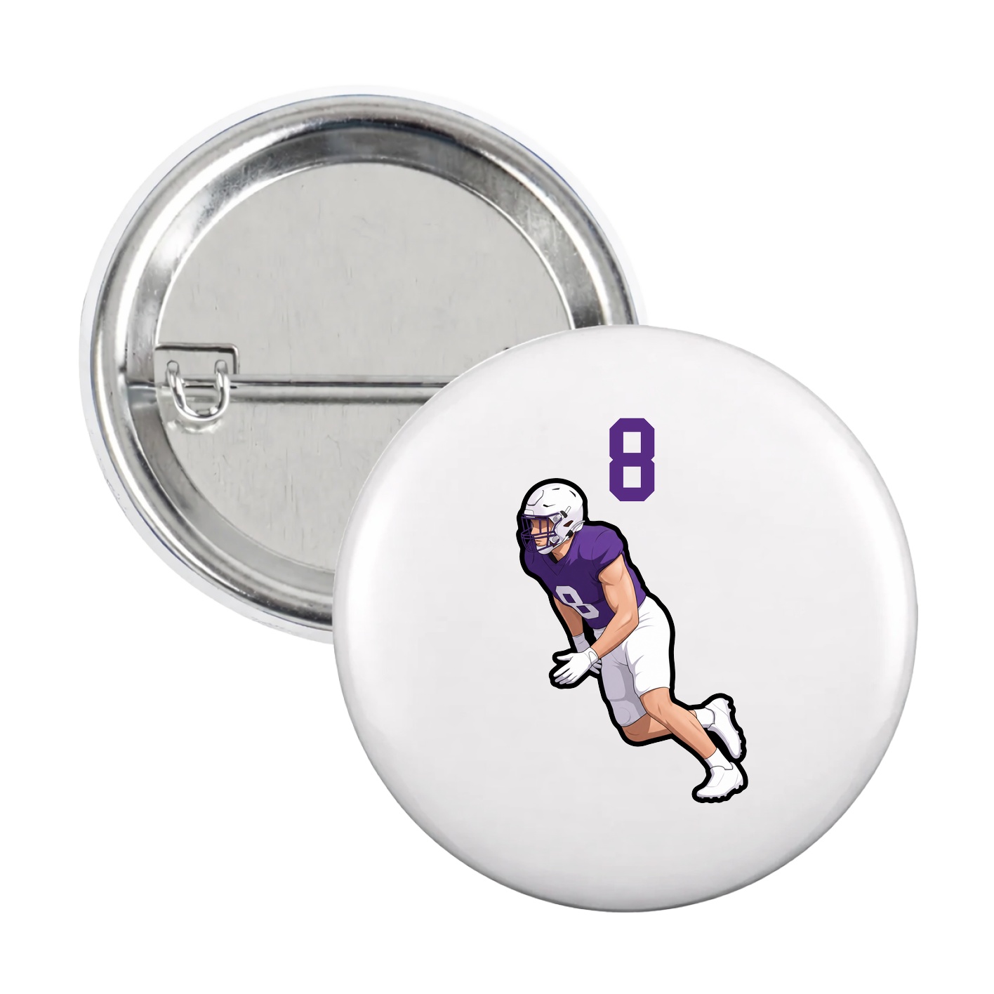Game Day Button — Number Top in White