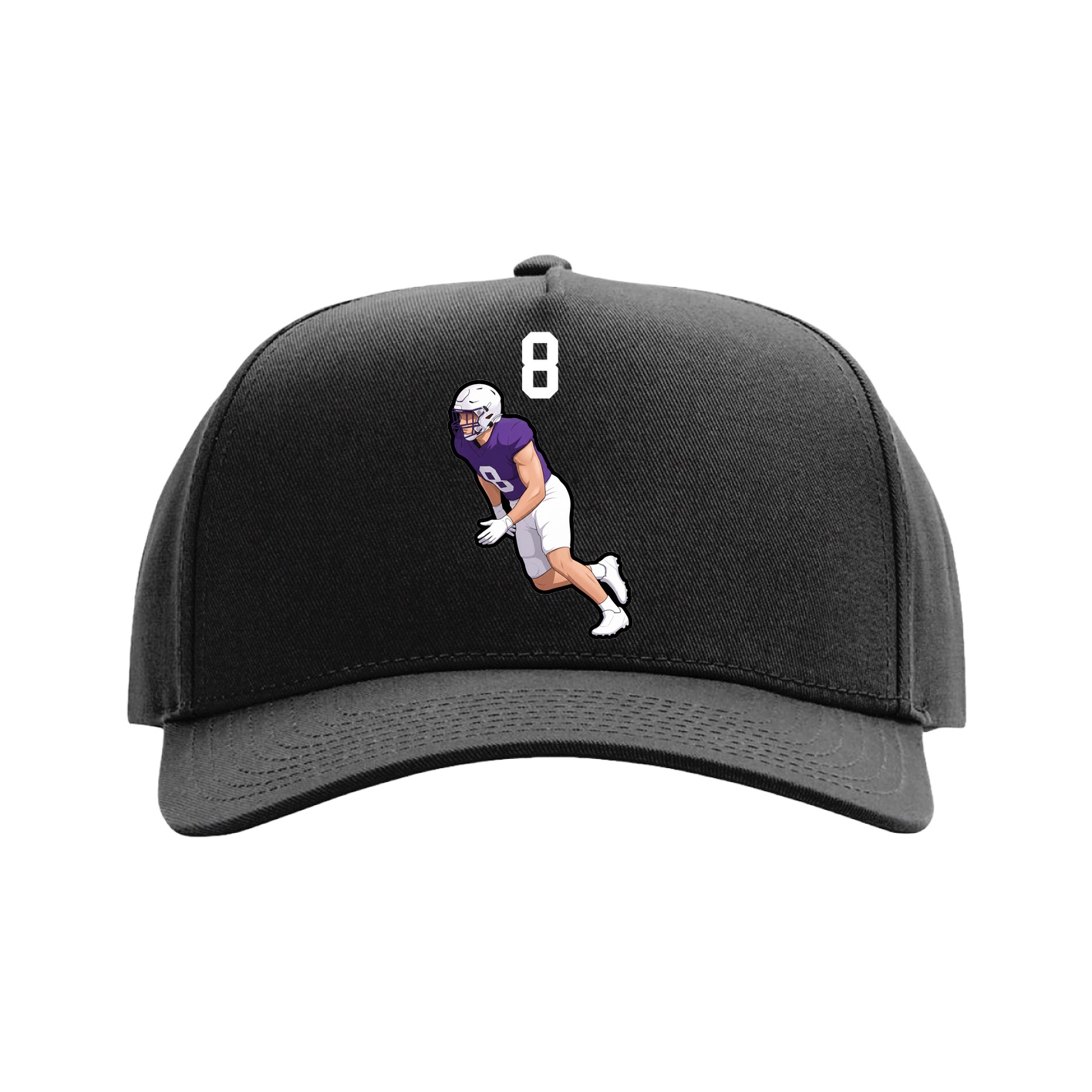 Full Fabric Five-Panel Champ Cap — Number Top in Black