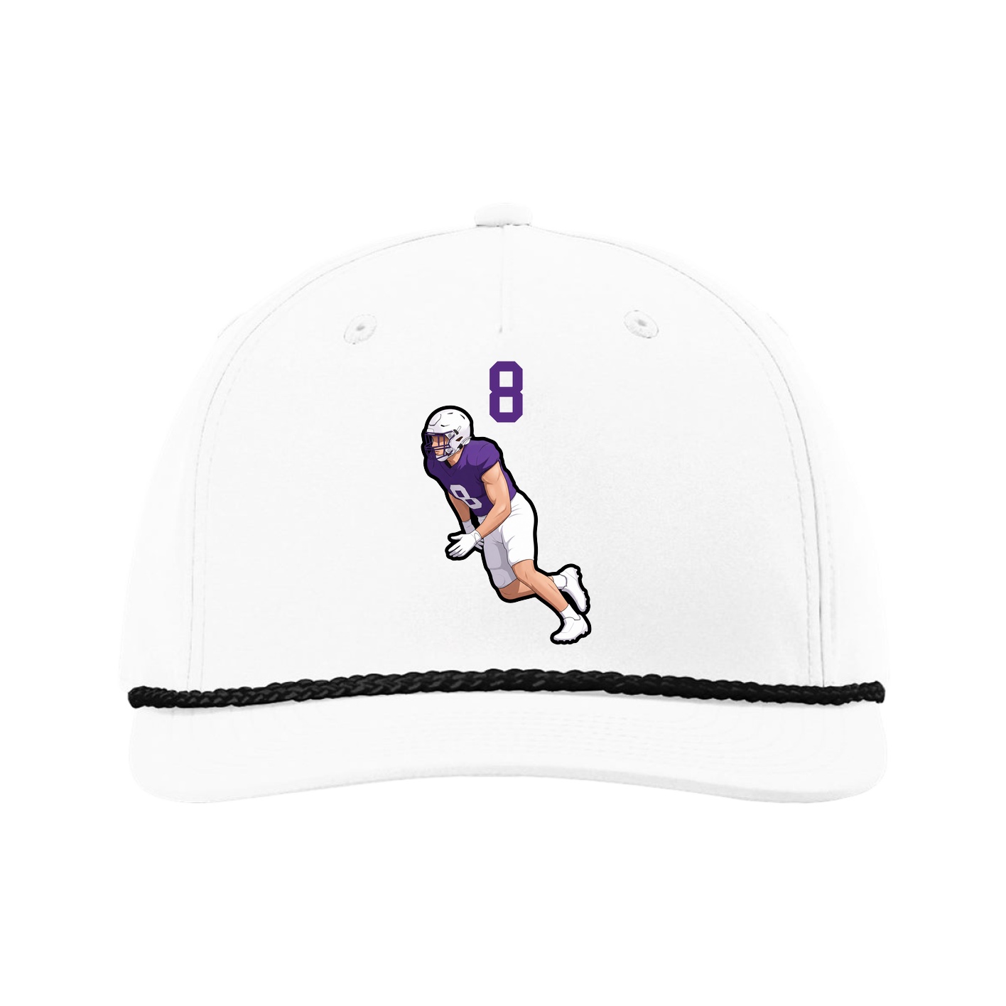 Five-Panel Classic Rope Cap — Number Top in White