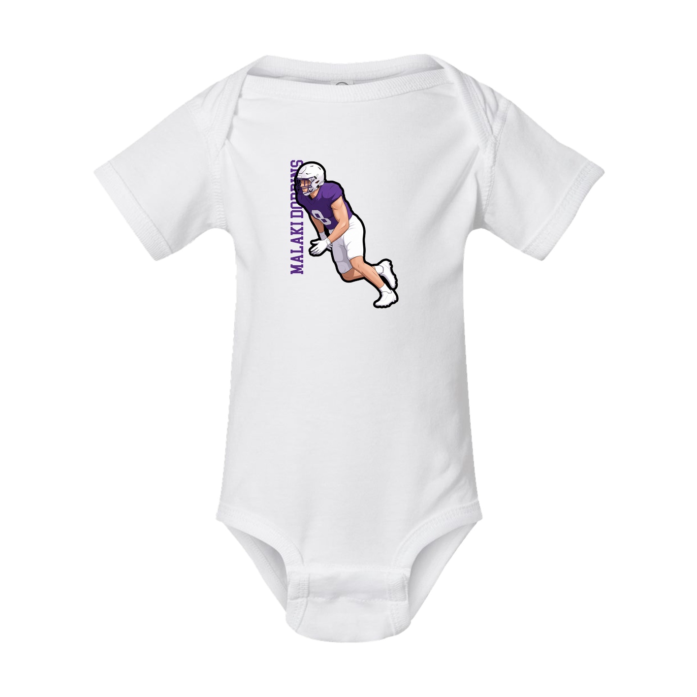 Baby Onesie — Name Vertical in White