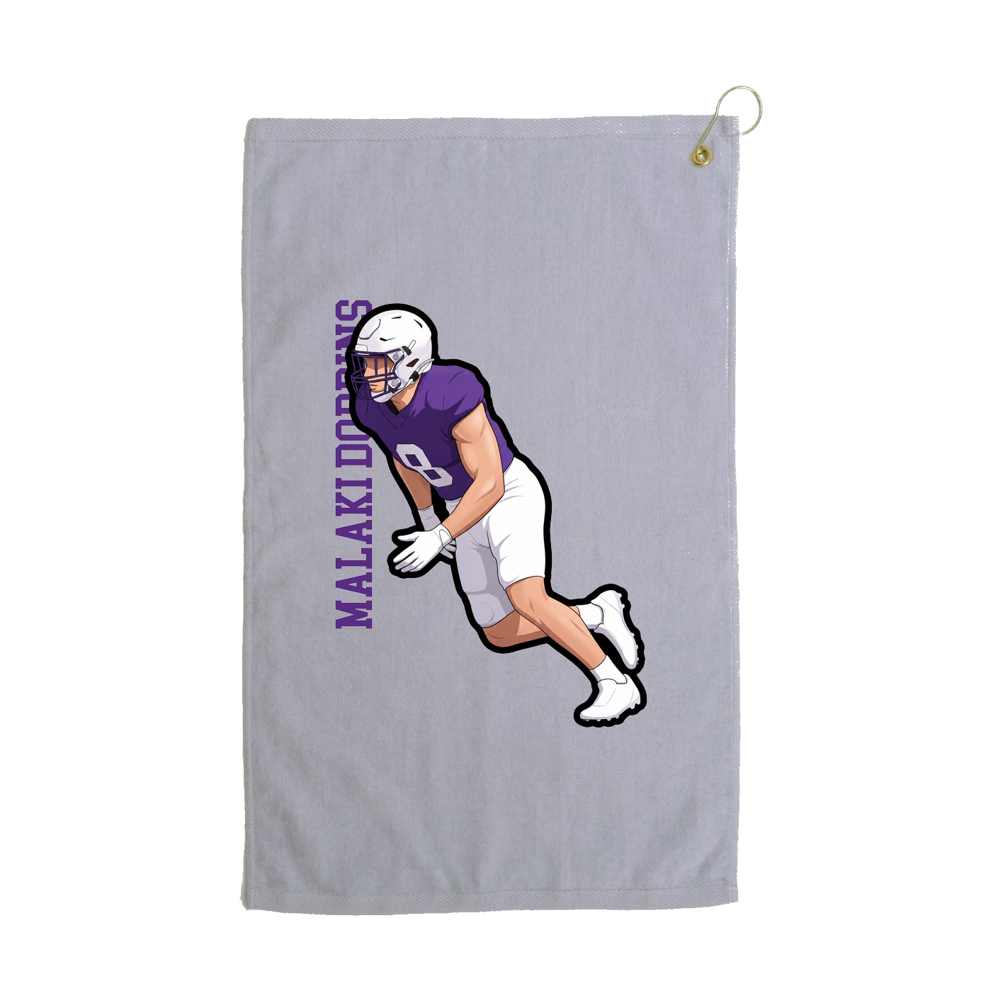 Golf Towel — Name Vertical in Grey