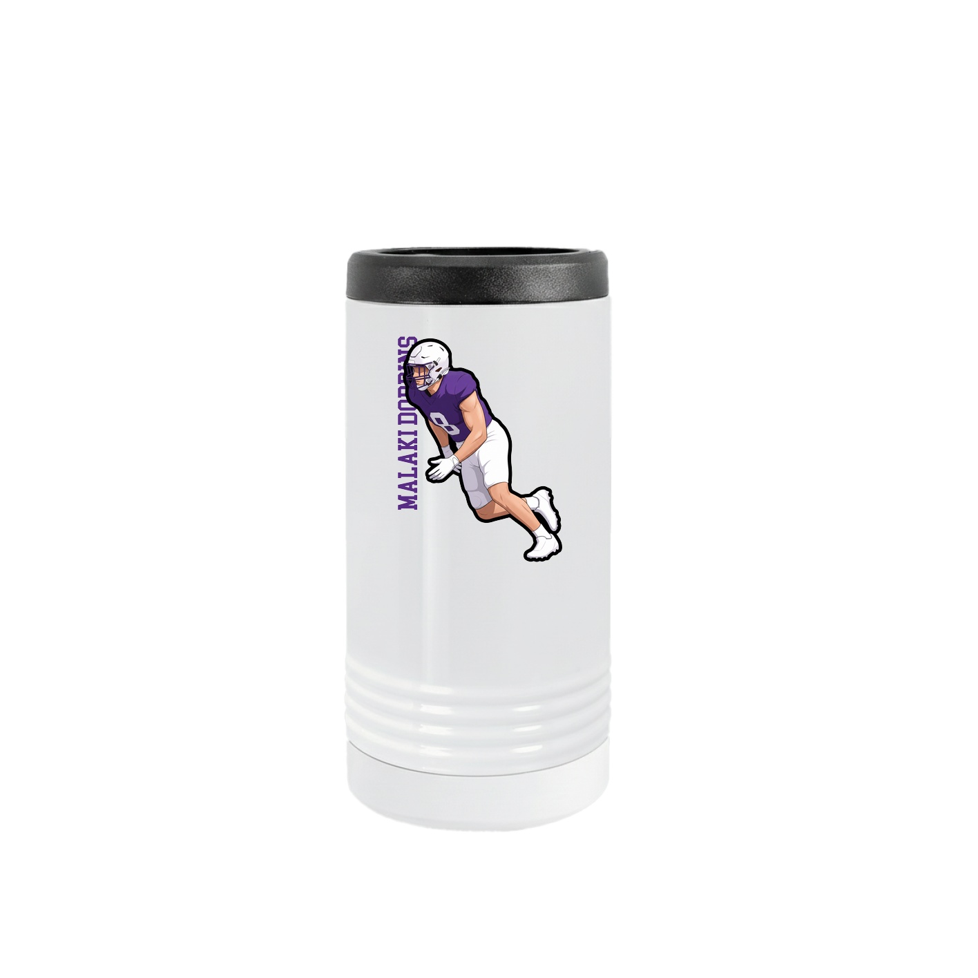 Slim Beverage Holder — Name Vertical in White