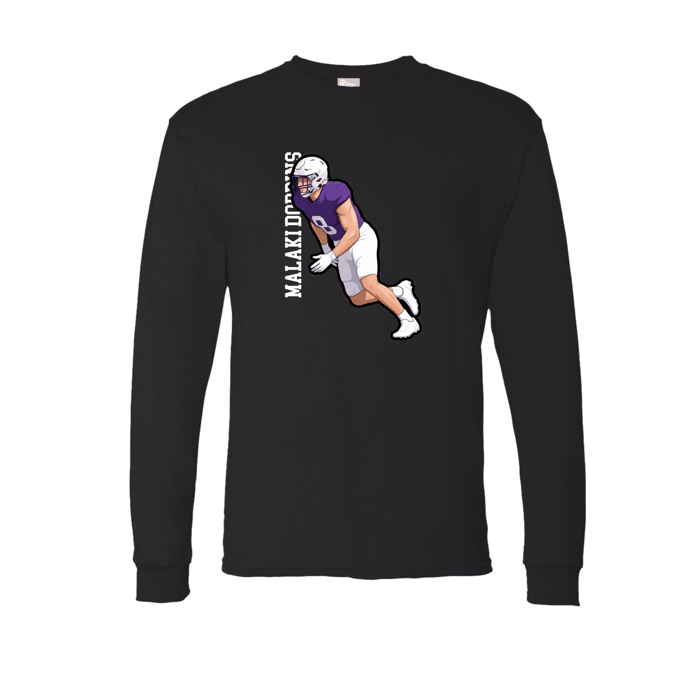 Long Sleeve Tee — Name Vertical in Black