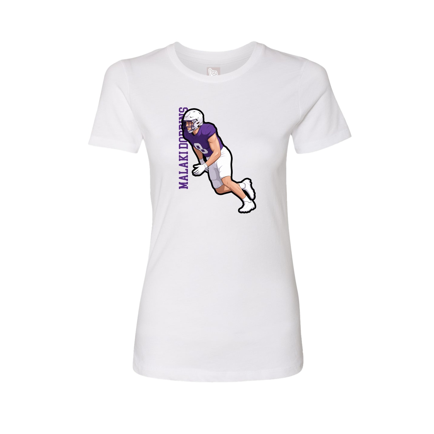 Fitted Women's Tee — Name Vertical in White