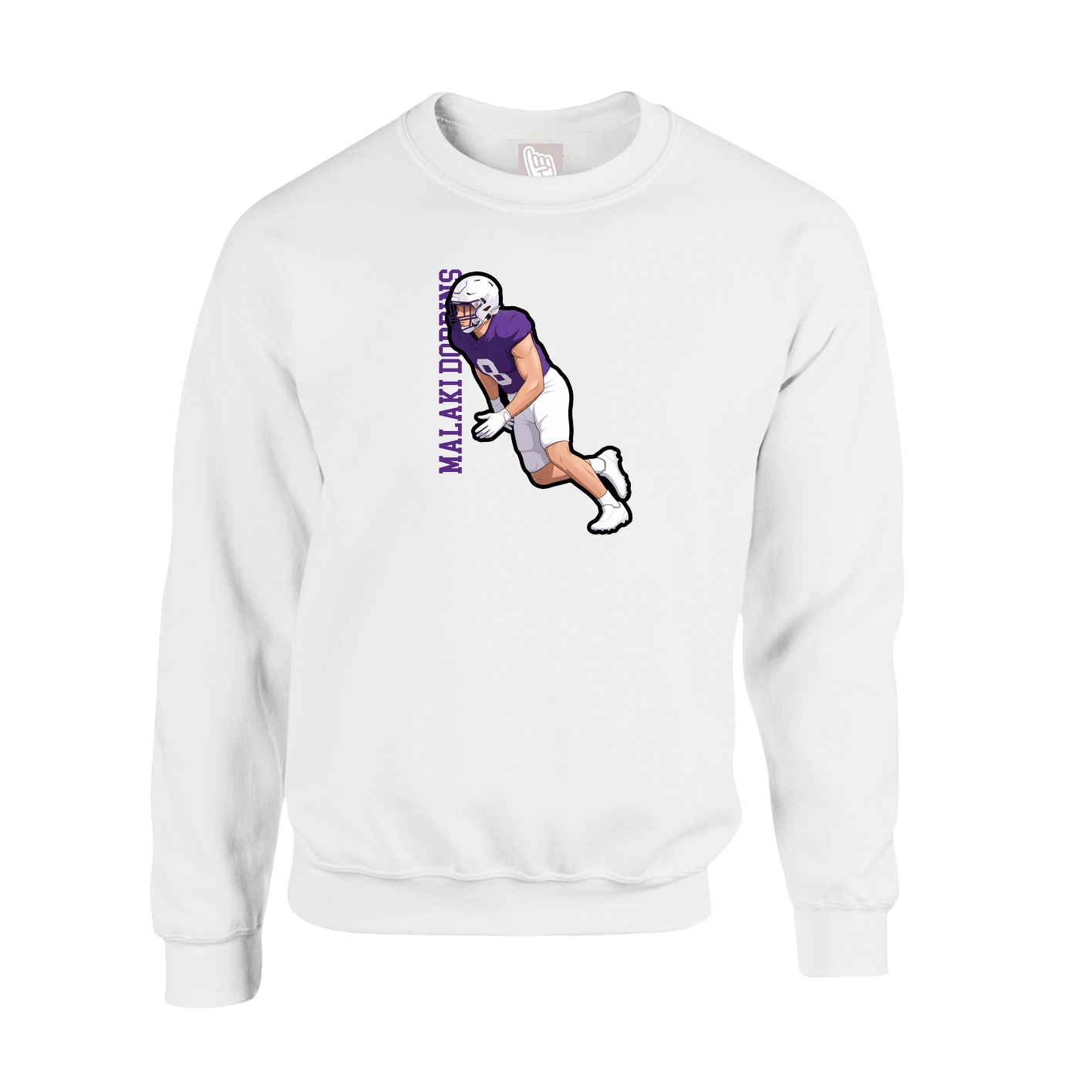 Fleece Crew — Name Vertical in White