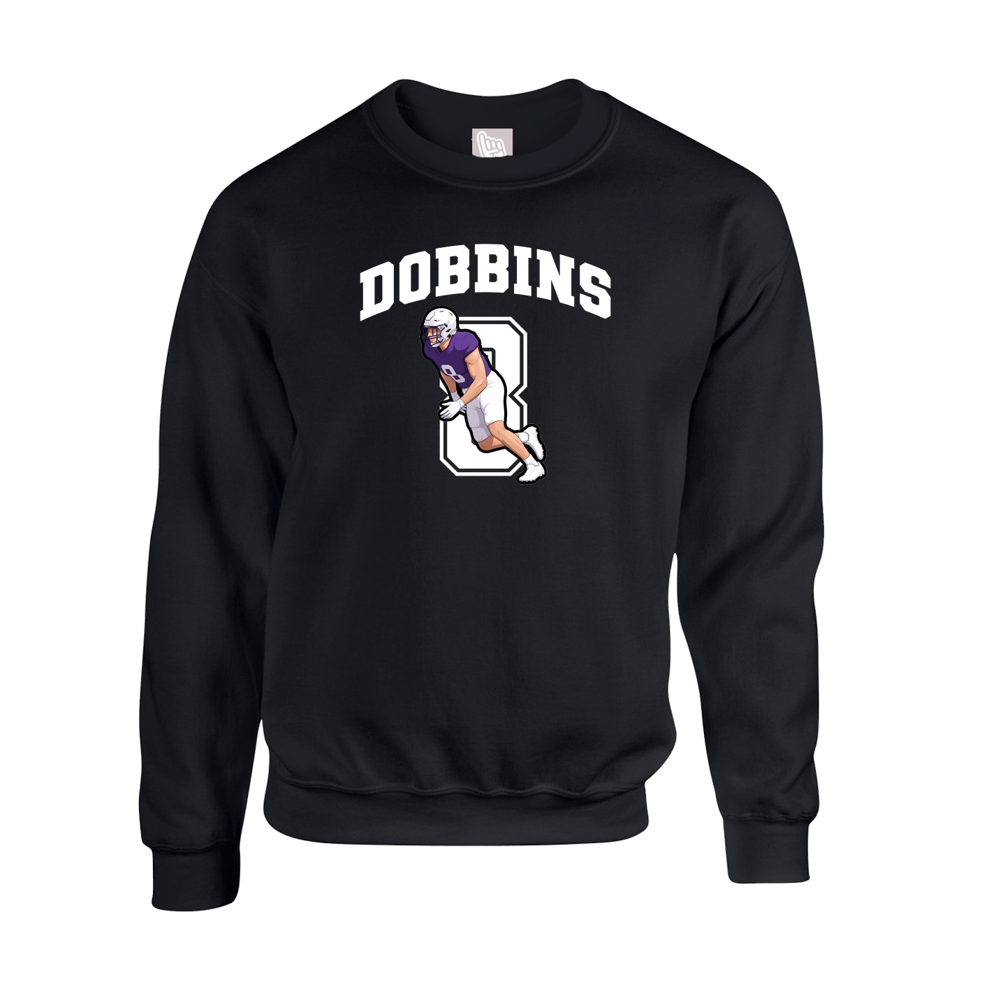 Fleece Crew — Number in Black
