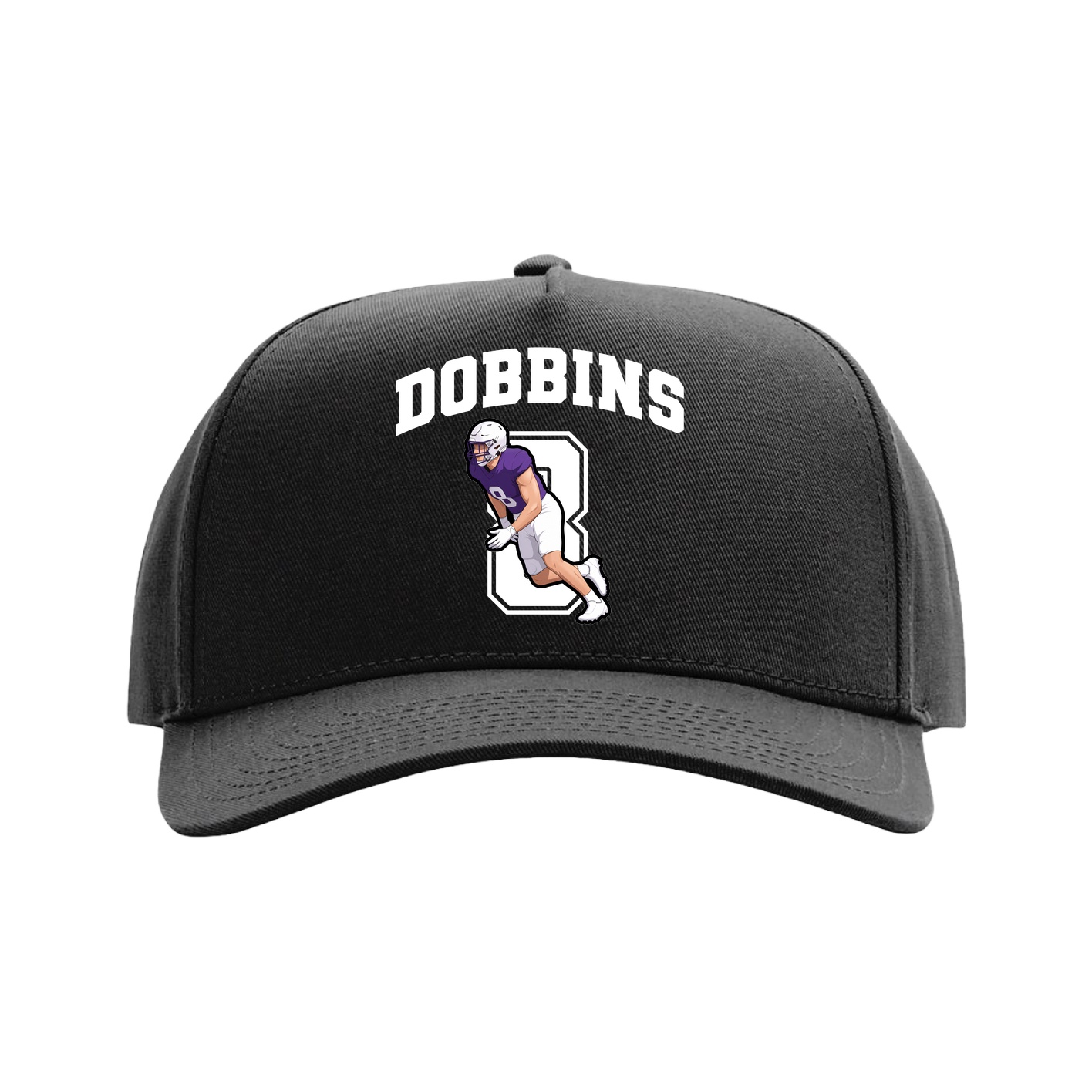 Full Fabric Five-Panel Champ Cap — Number in Black