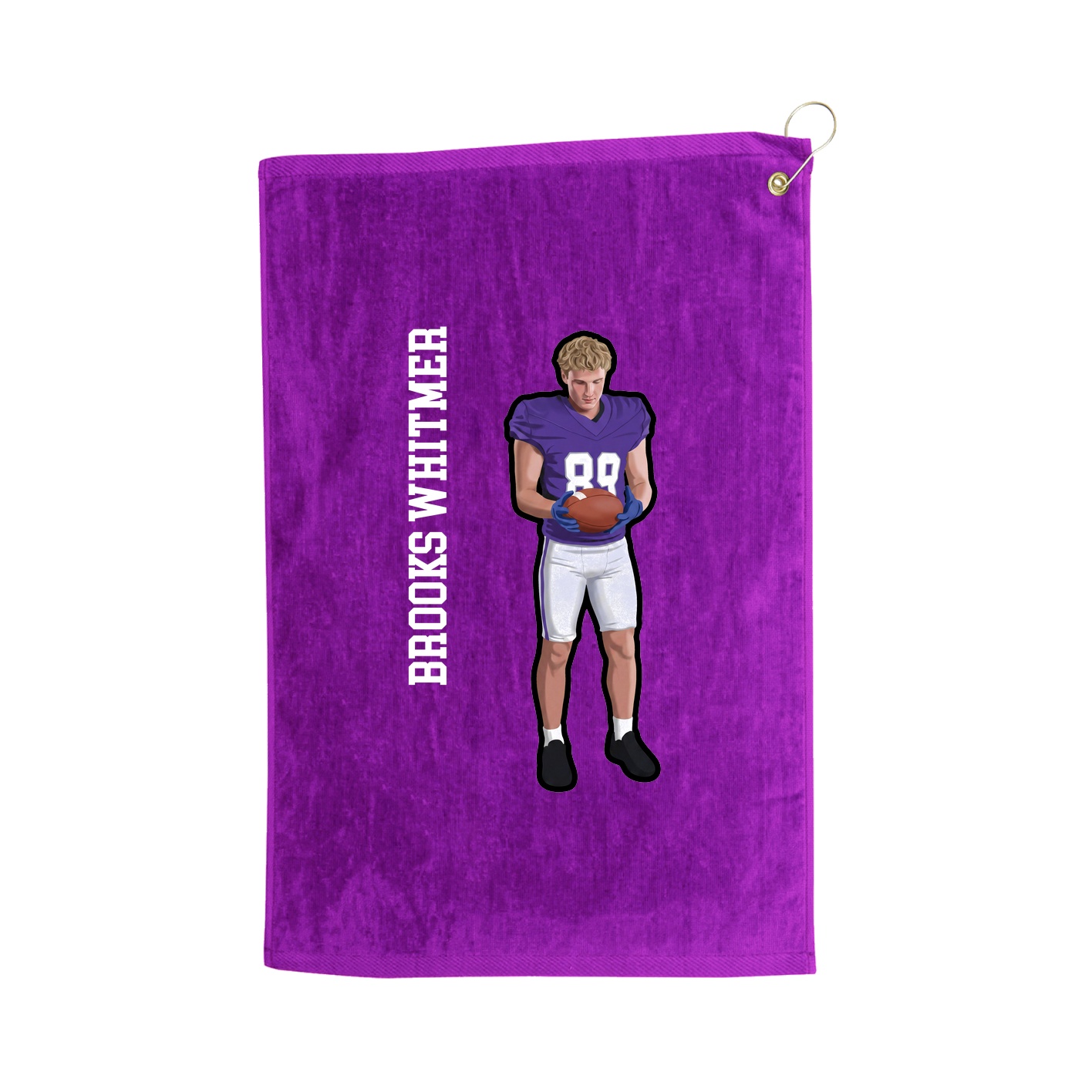 Golf Towel — Name Vertical in Purple
