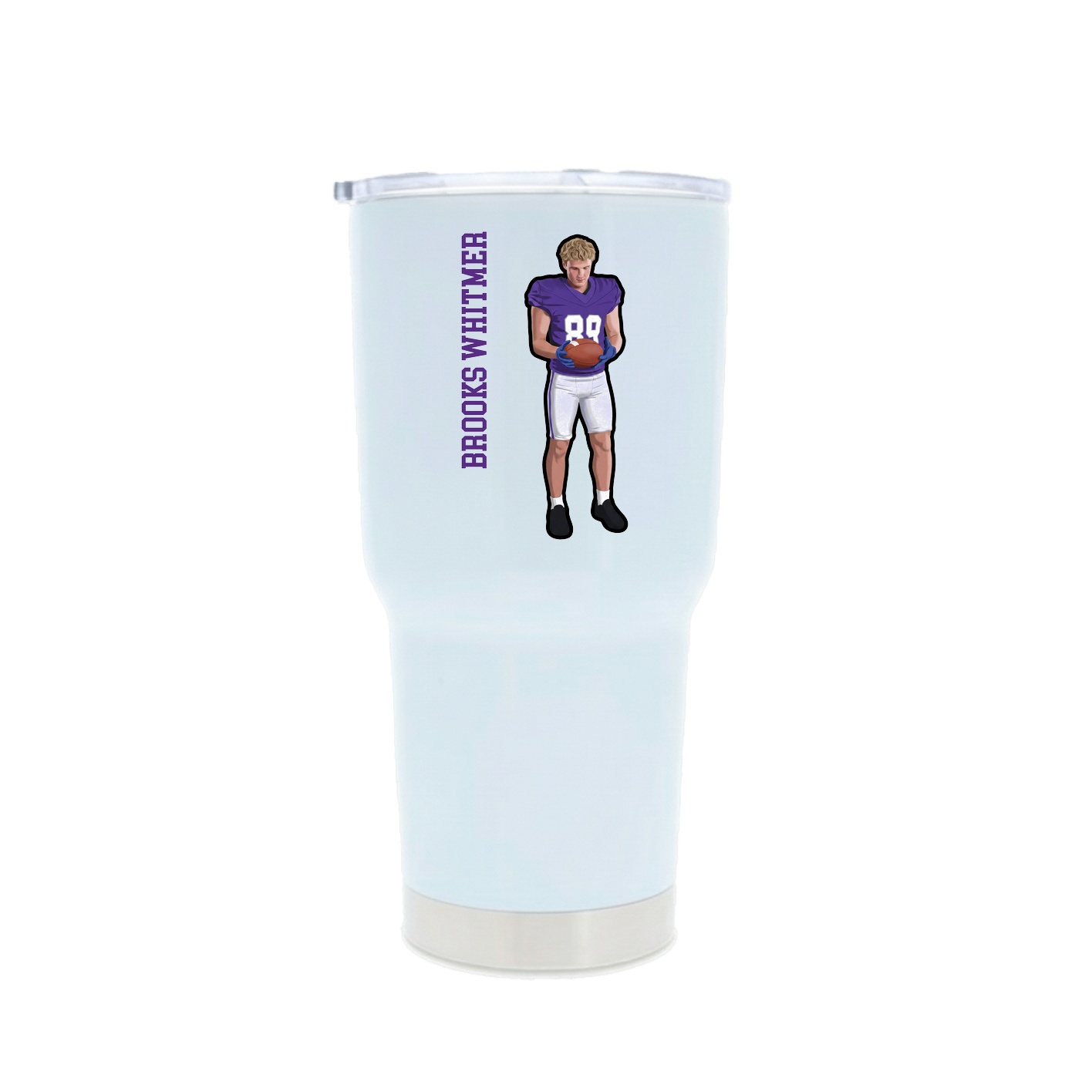30oz Stainless Steel Tumbler — Name Vertical in White