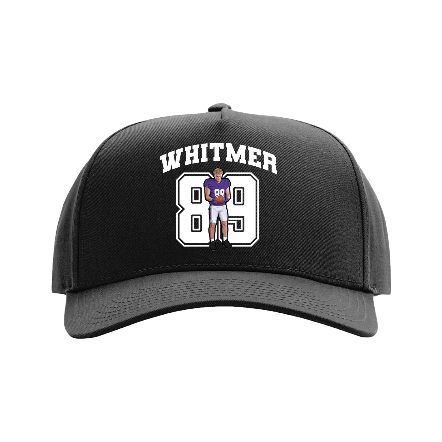 Full Fabric Five-Panel Champ Cap — Number in Black