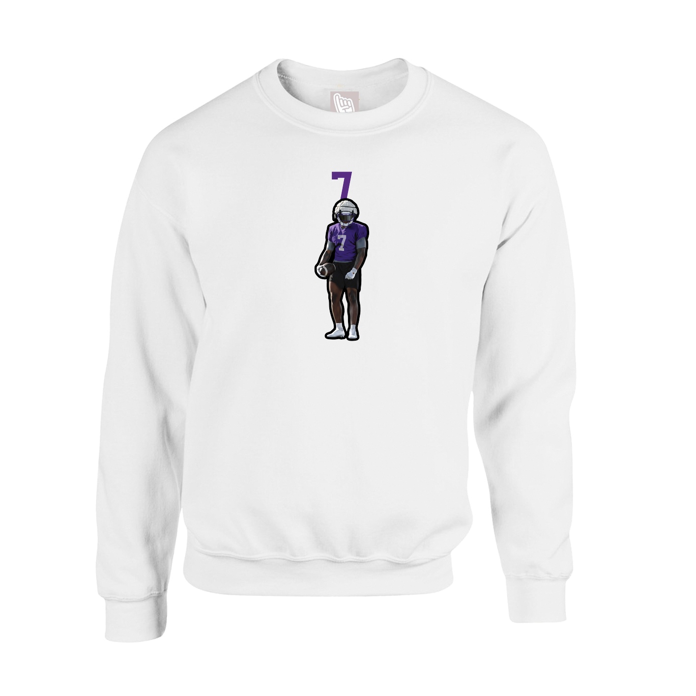 Fleece Crew — Number Top in White