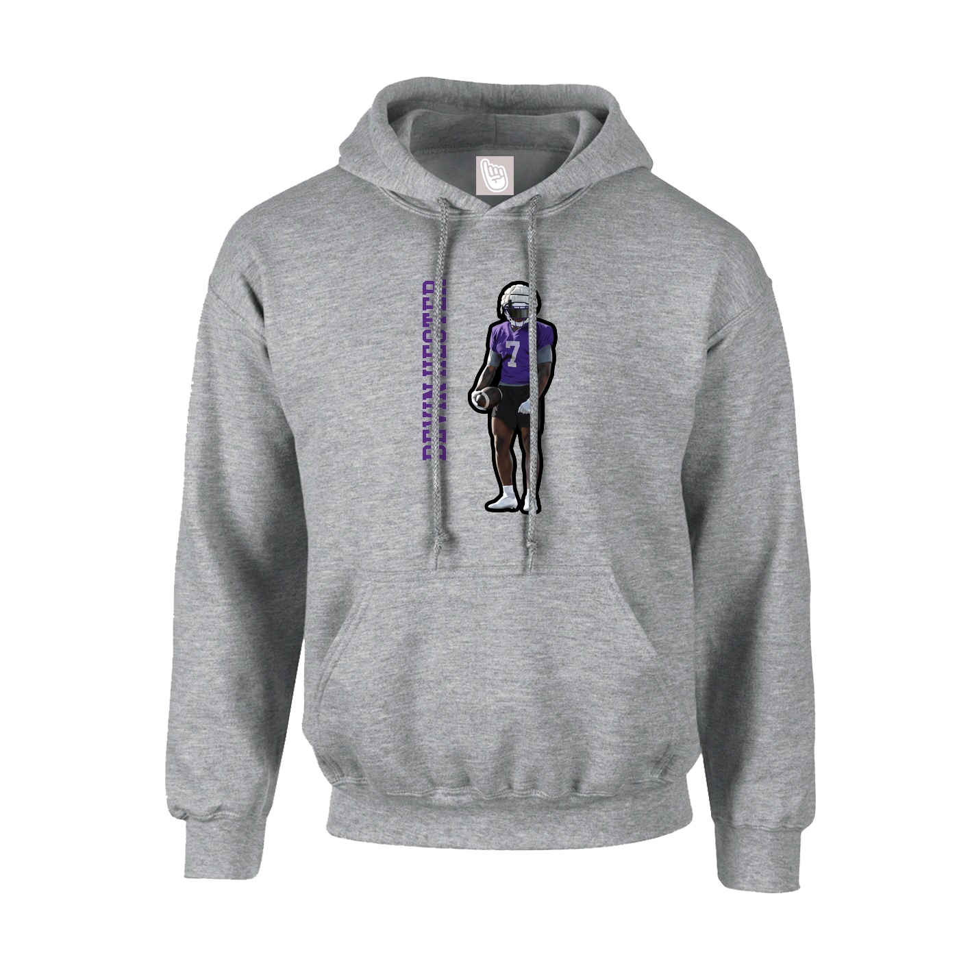 Youth Hoodie — Name Vertical in Grey