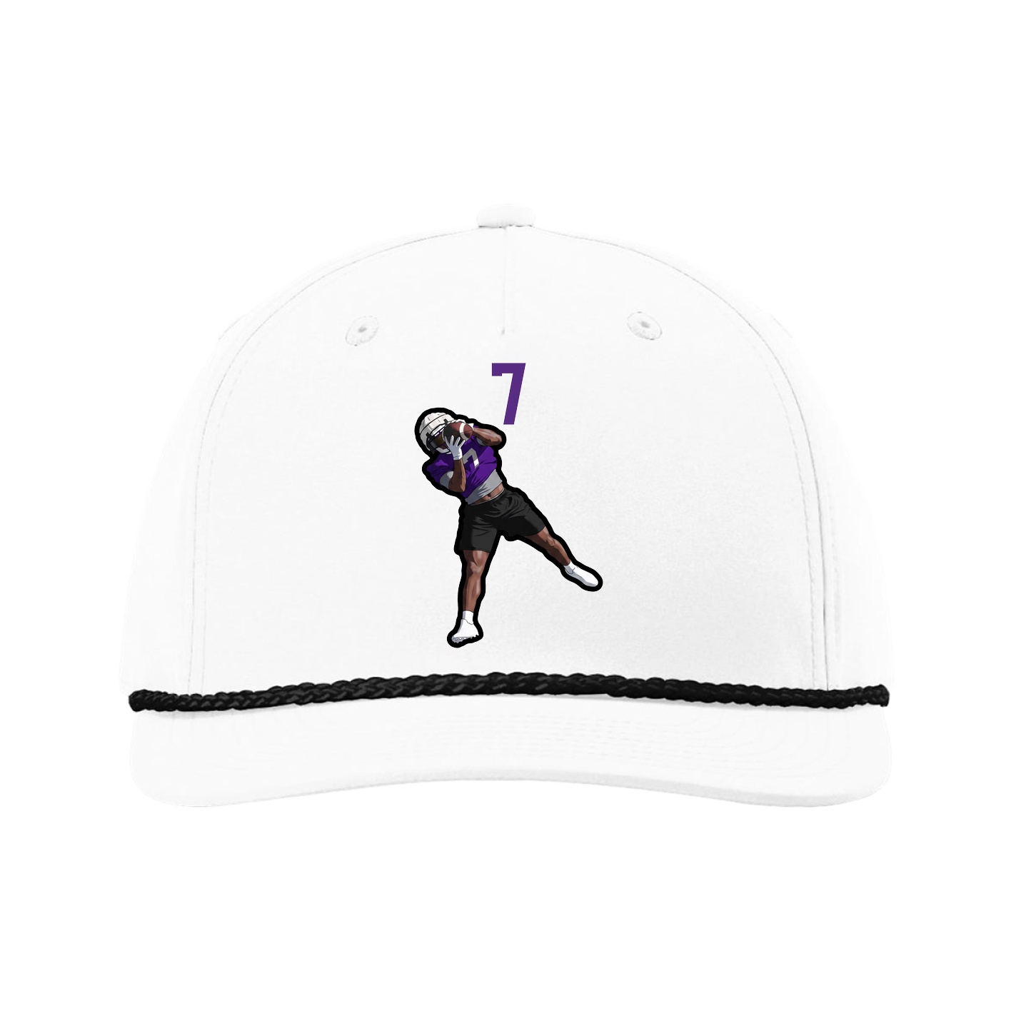 Five-Panel Classic Rope Cap — Number Top in White
