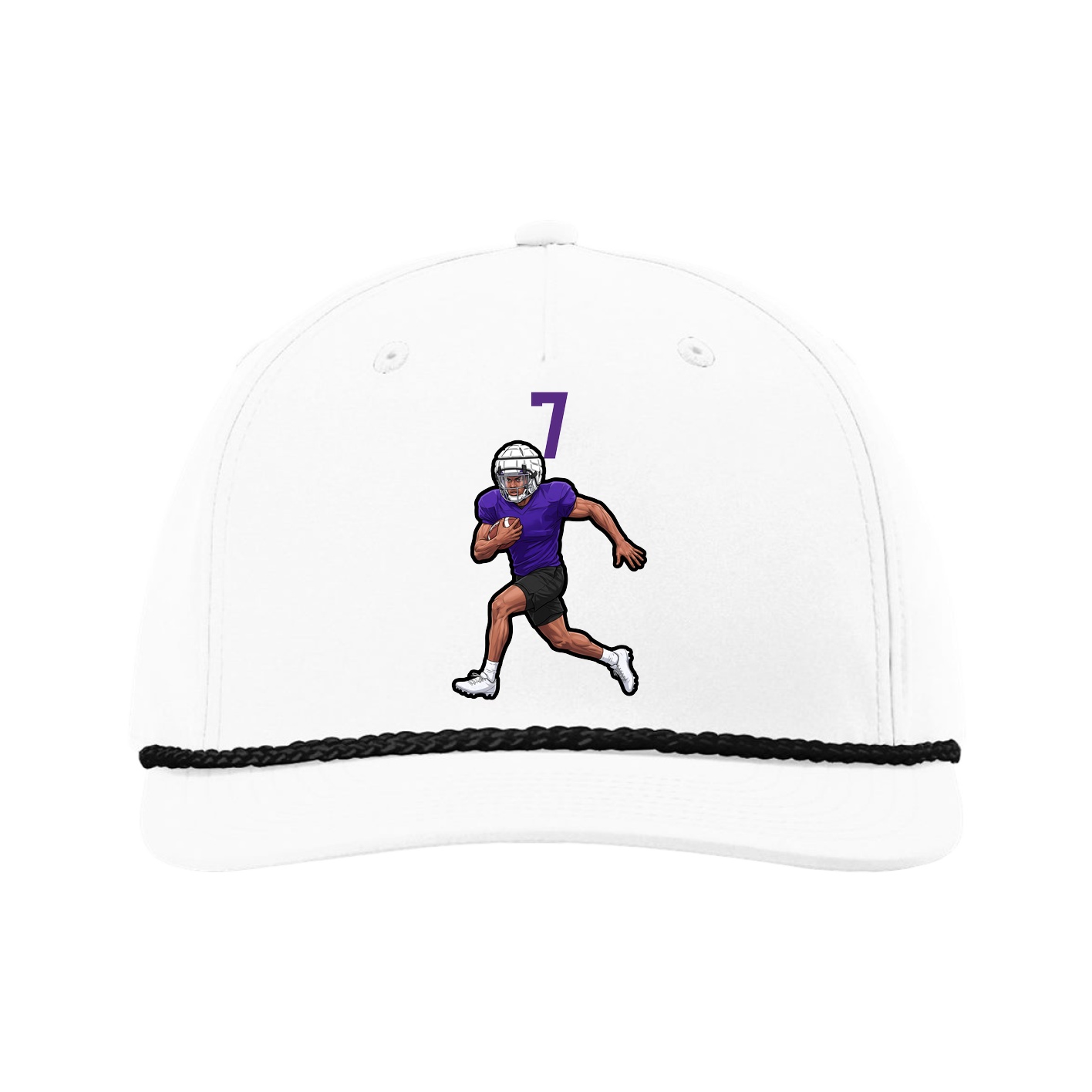 Five-Panel Classic Rope Cap — Number Top in White