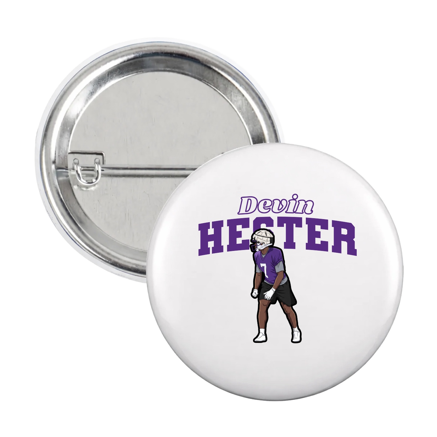 Game Day Button — Name Arch in White