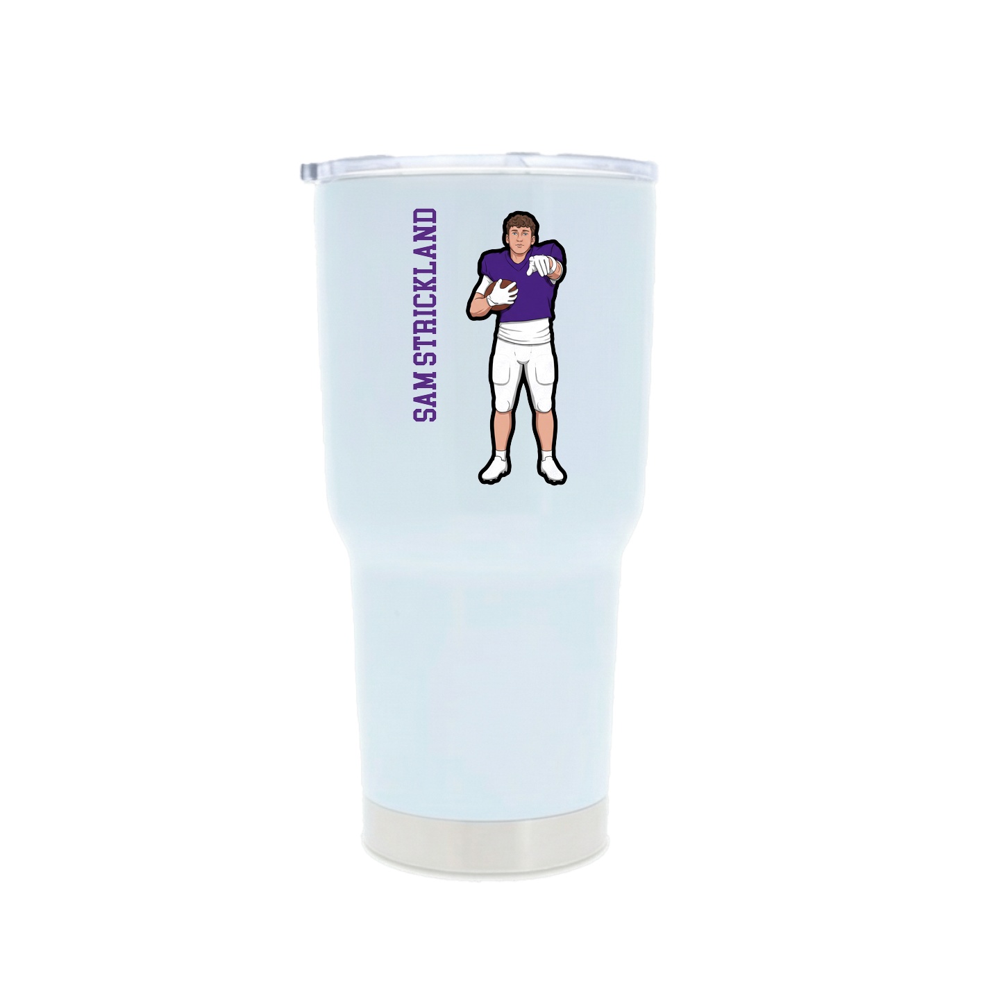 30oz Stainless Steel Tumbler — Name Vertical in White