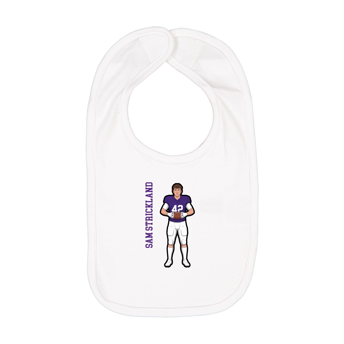 Infant Bib — Name Vertical in White