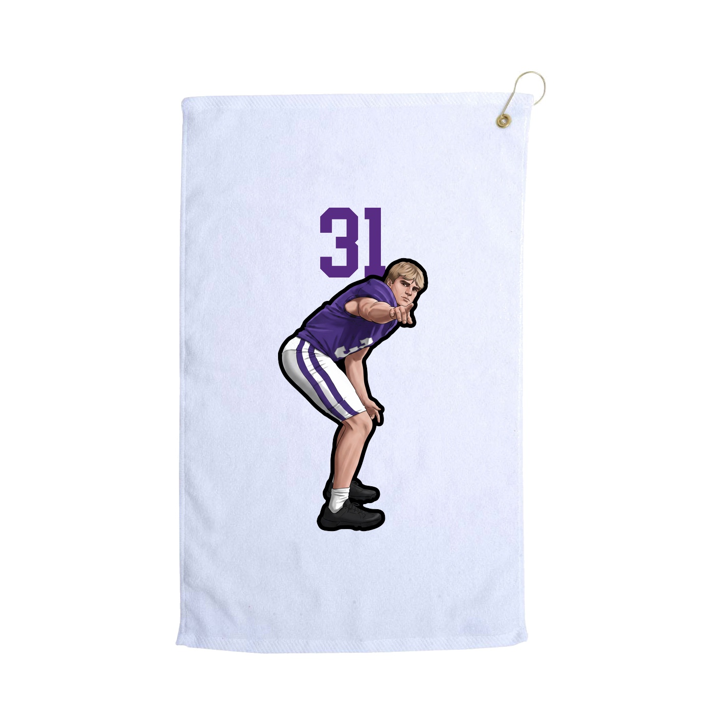 Golf Towel — Number Top in White