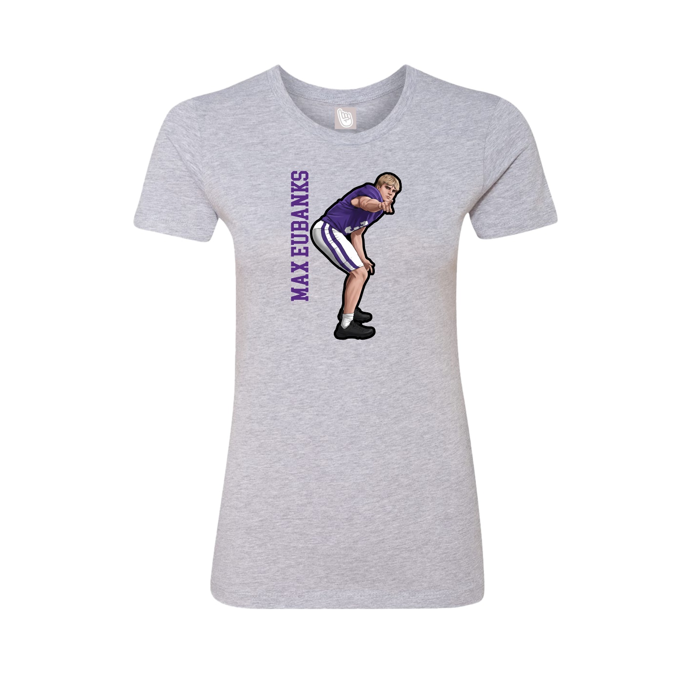 Fitted Women's Tee — Name Vertical in Grey