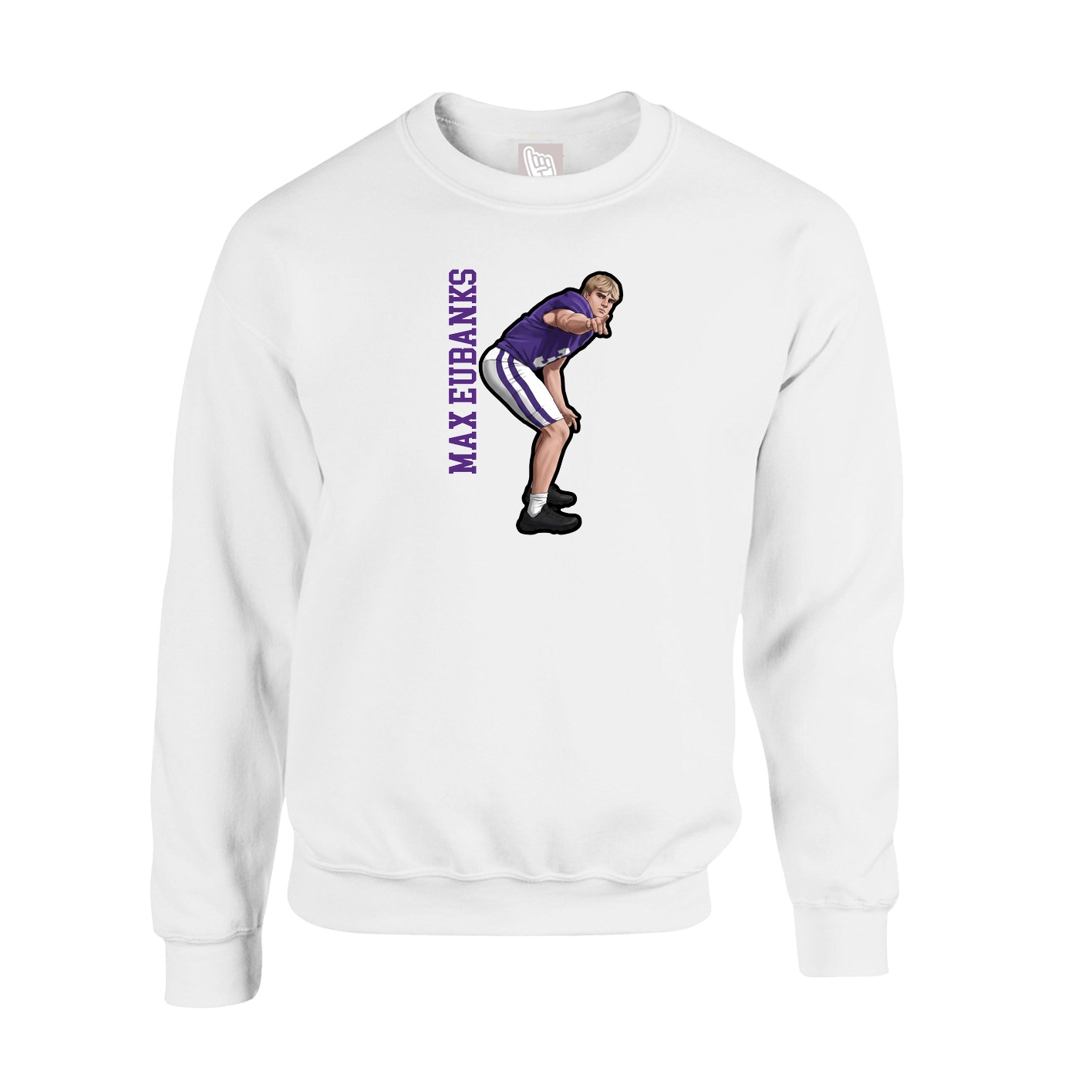 Fleece Crew — Name Vertical in White