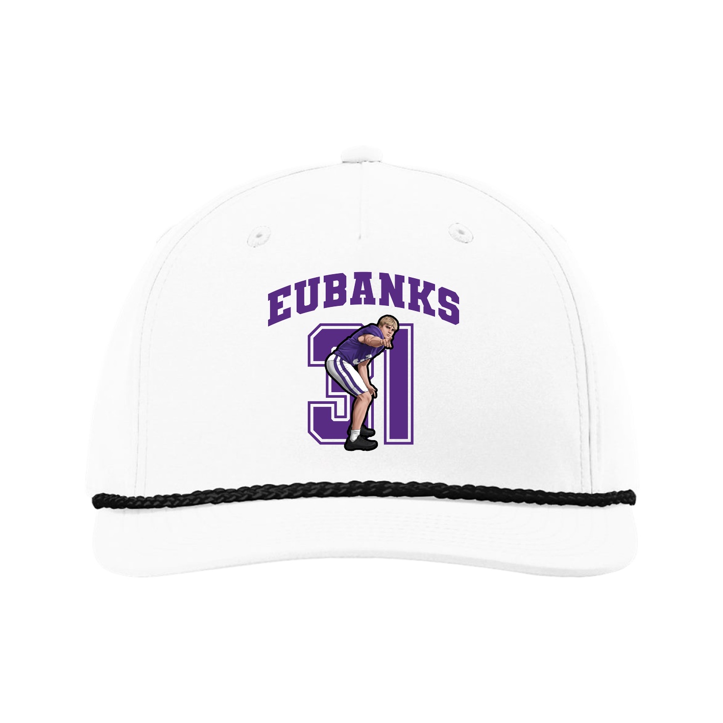 Five-Panel Classic Rope Cap — Number in White