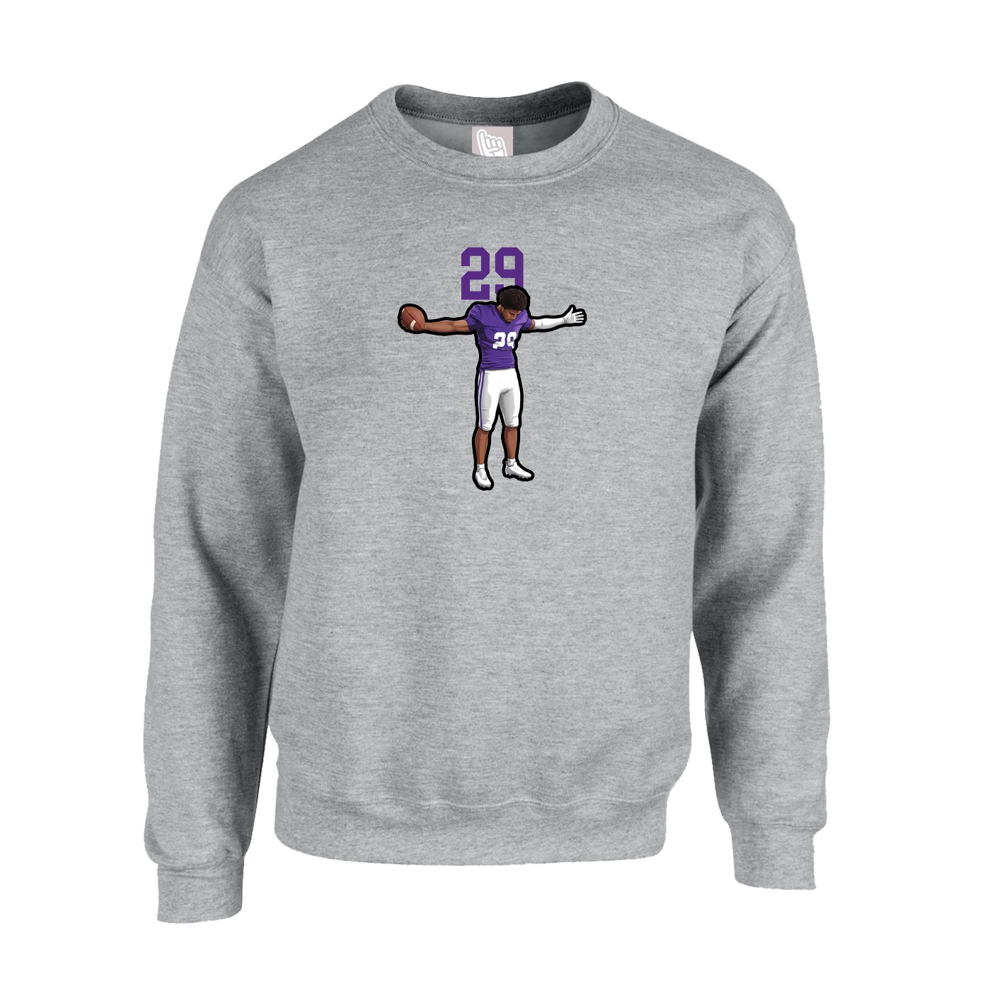 Fleece Crew — Number Top in Grey