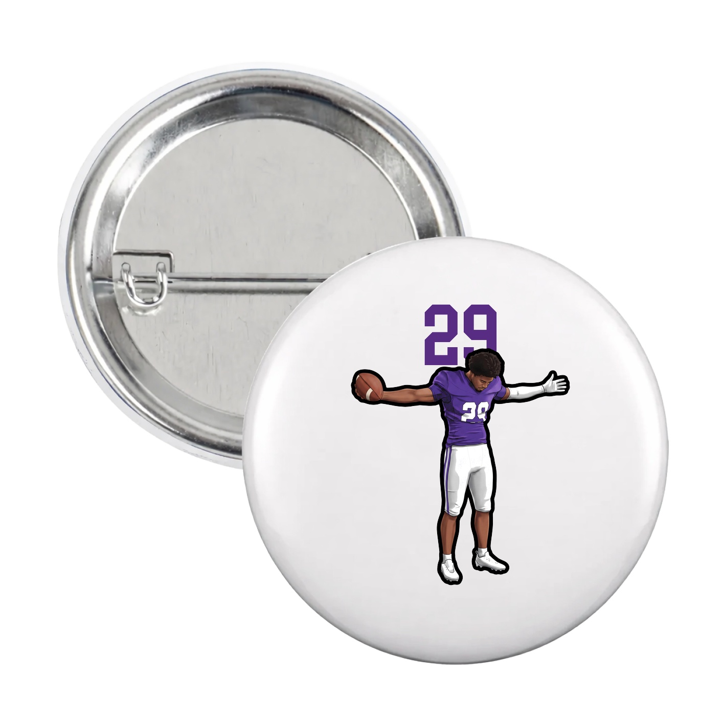 Game Day Button — Number Top in White