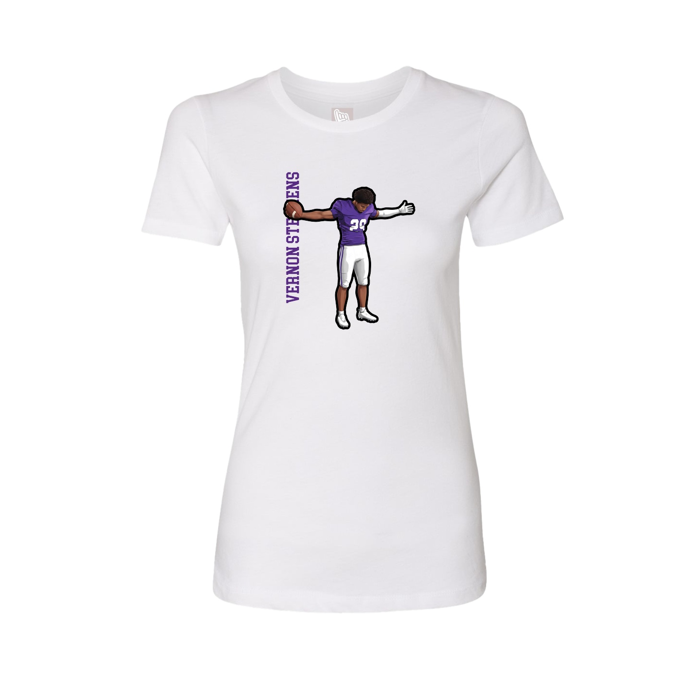 Fitted Women's Tee — Name Vertical in White