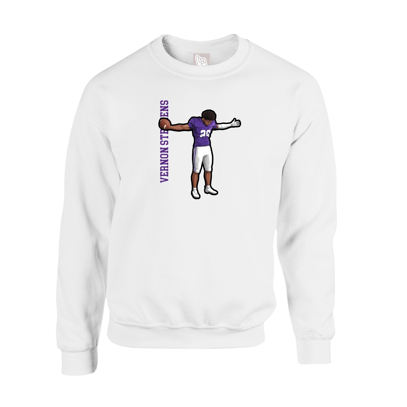 Fleece Crew — Name Vertical in White