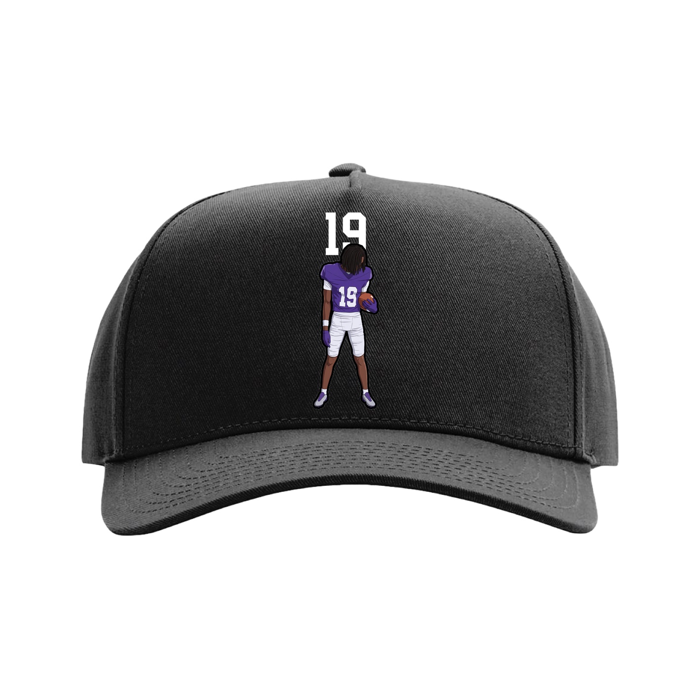 Full Fabric Five-Panel Champ Cap — Number Top in Black