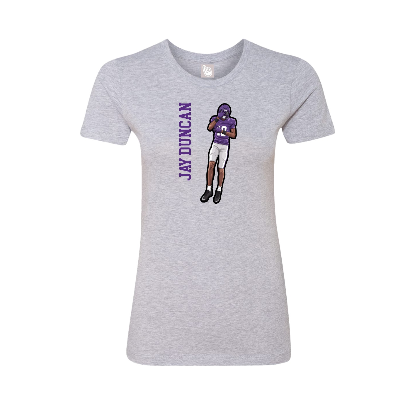 Fitted Women's Tee — Name Vertical in Grey