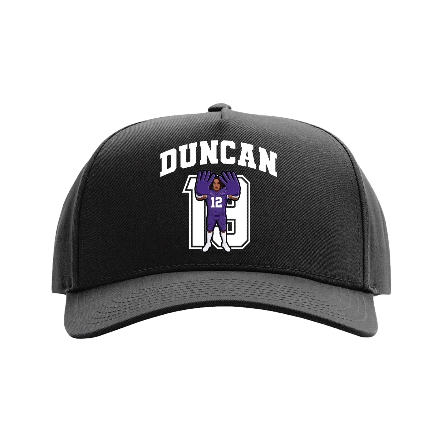 Full Fabric Five-Panel Champ Cap — Number in Black