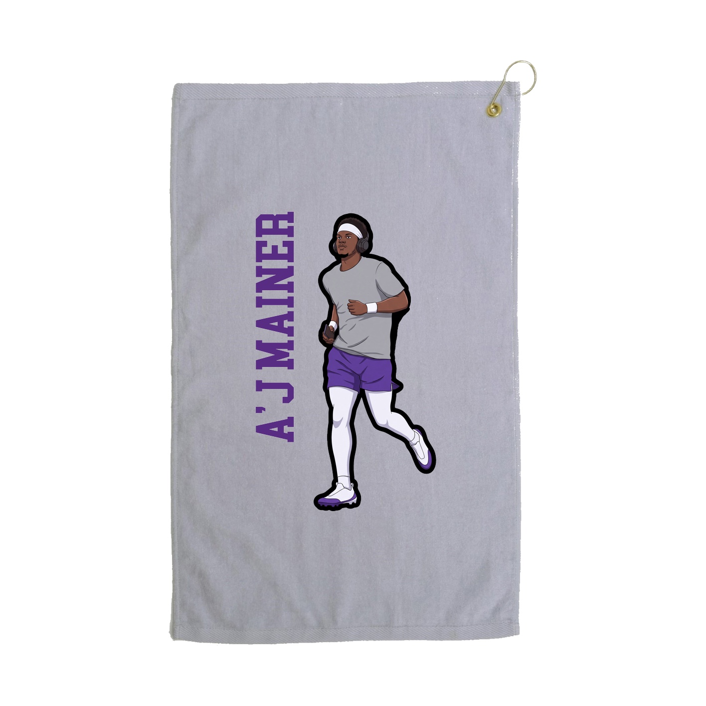 Golf Towel — Name Vertical in Grey