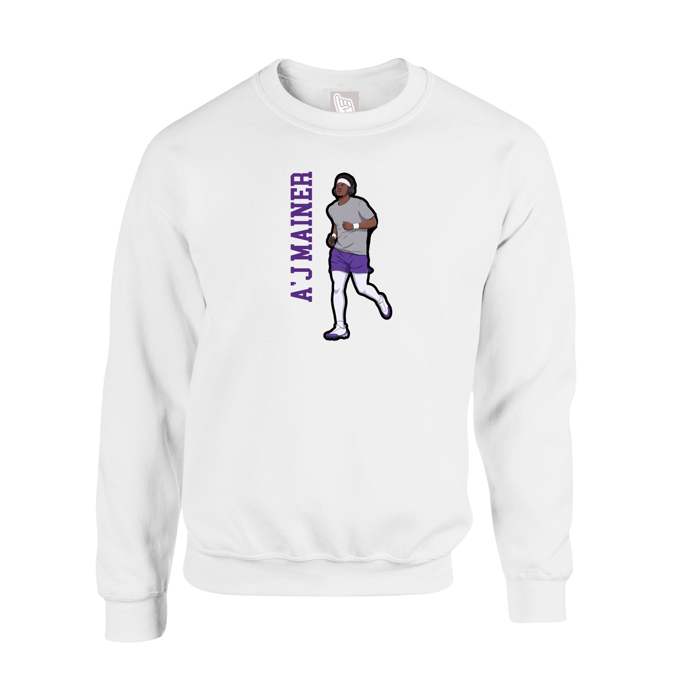 Fleece Crew — Name Vertical in White