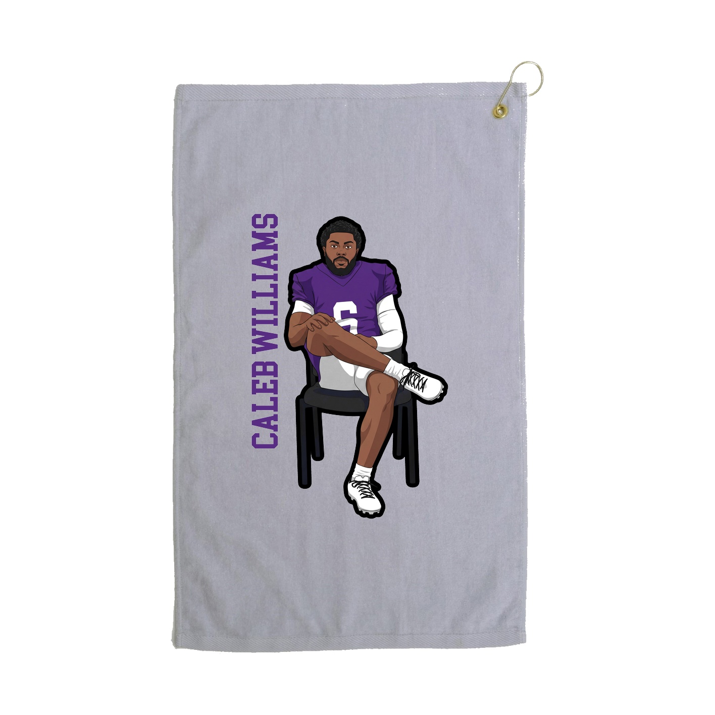 Golf Towel — Name Vertical in Grey