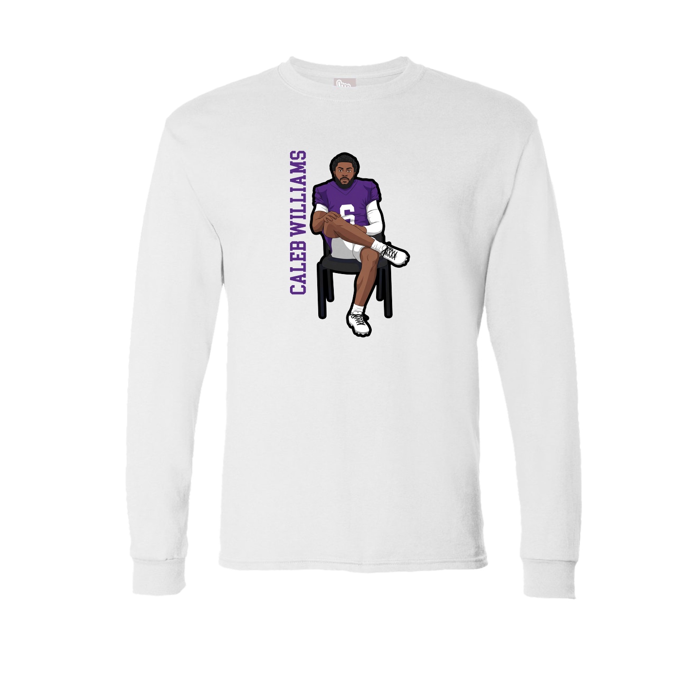 Long Sleeve Tee — Name Vertical in White