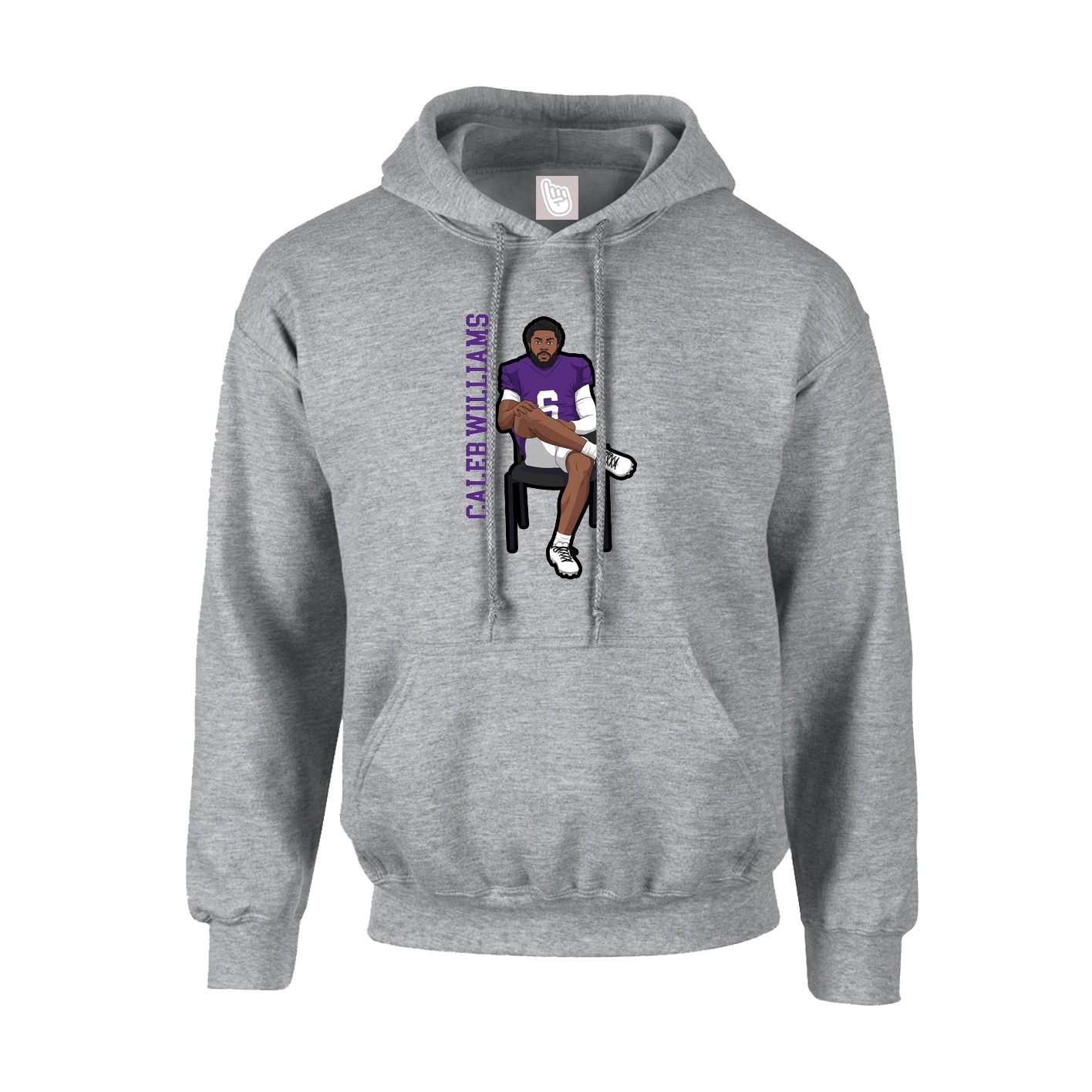 Youth Hoodie — Name Vertical in Grey