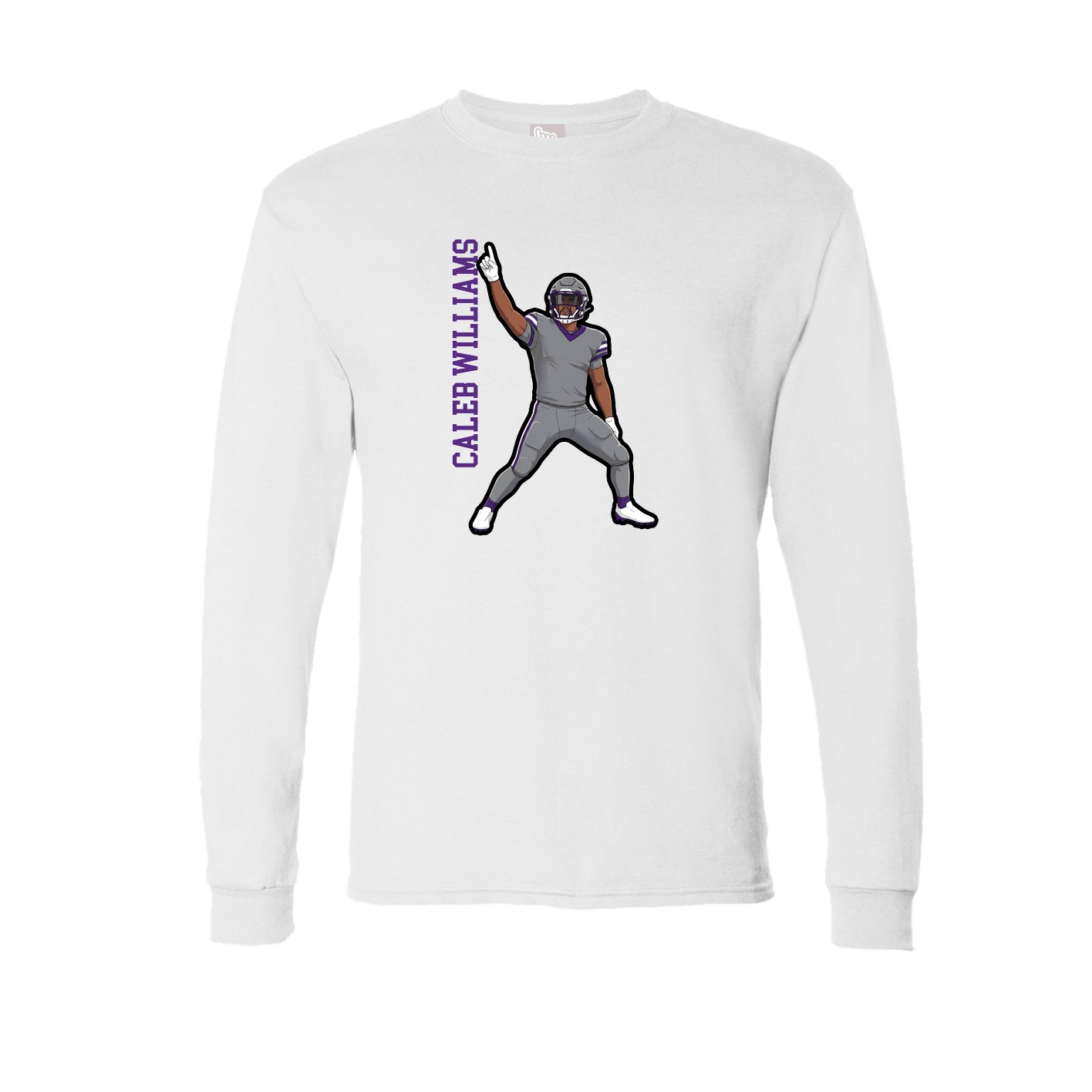 Long Sleeve Tee — Name Vertical in White