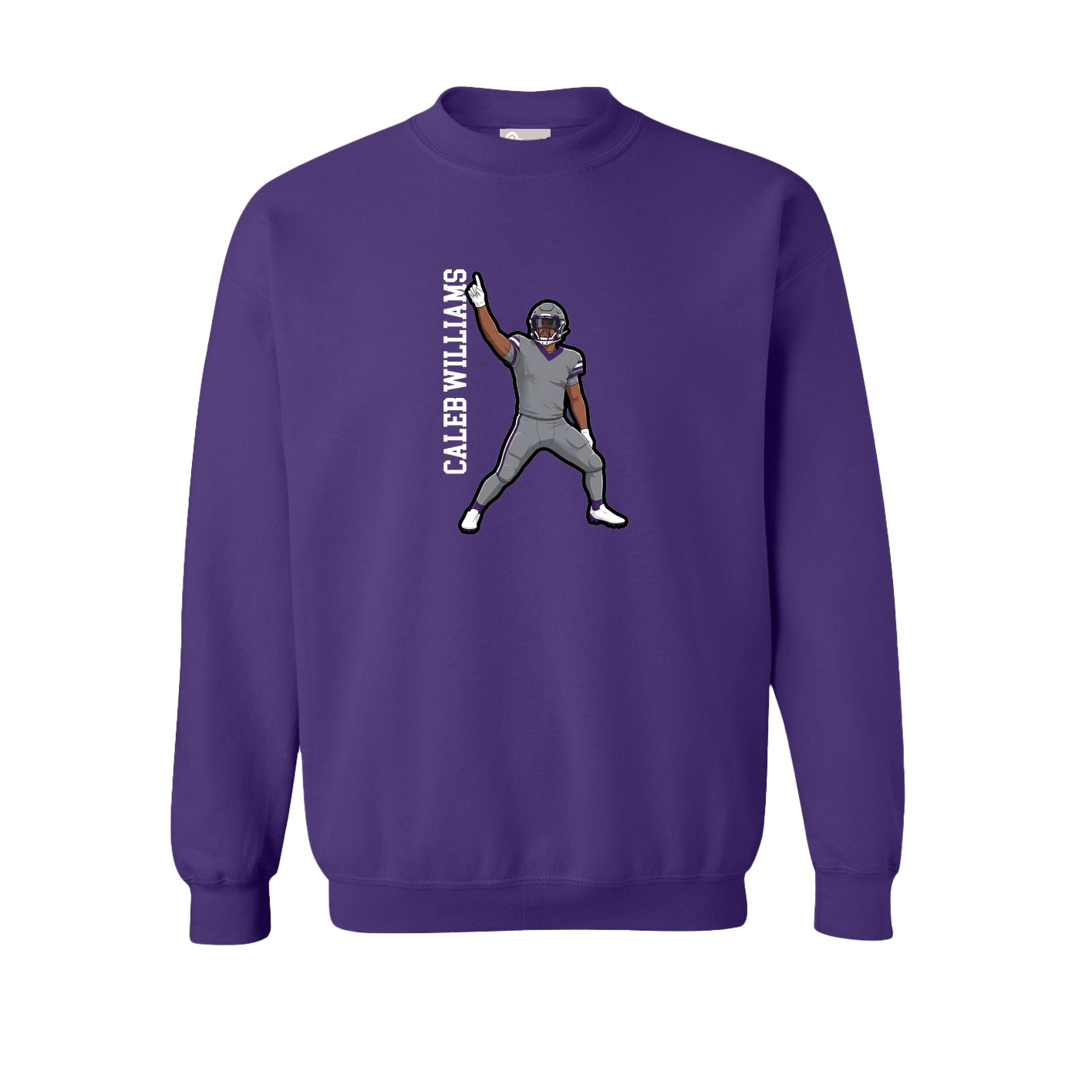 Fleece Crew — Name Vertical in Purple