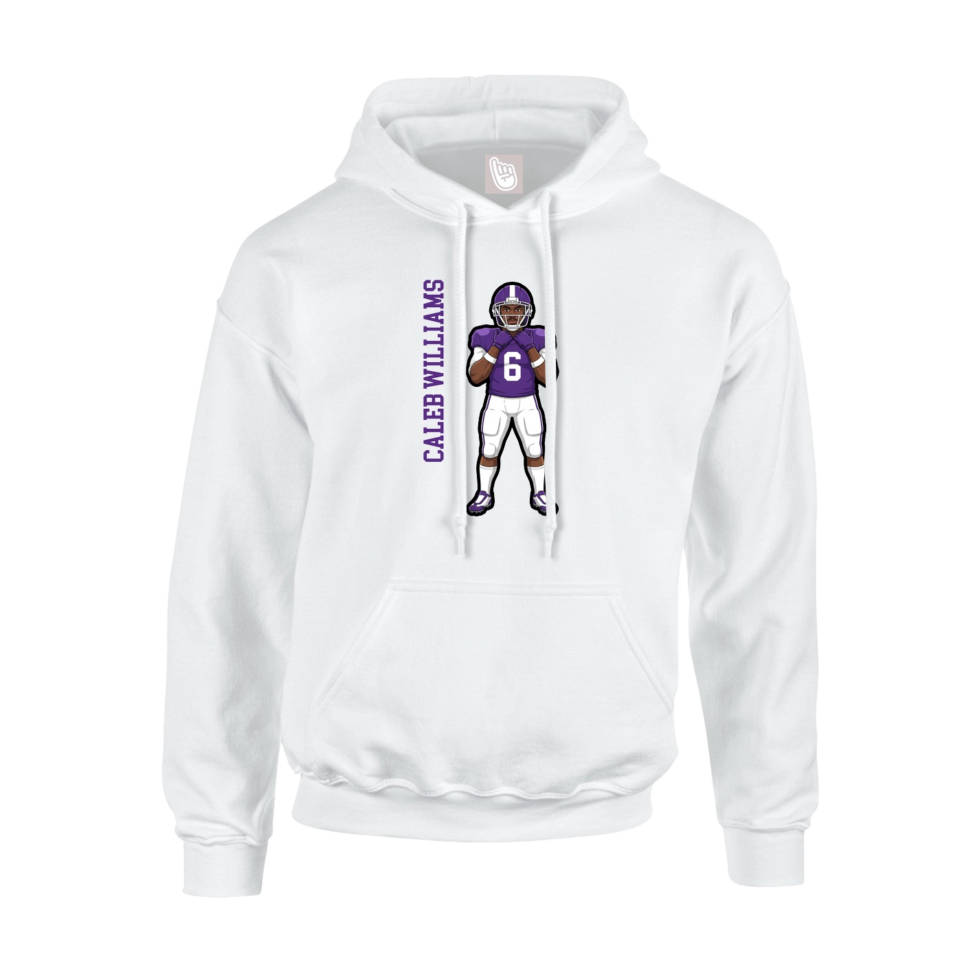 Youth Hoodie — Name Vertical in White