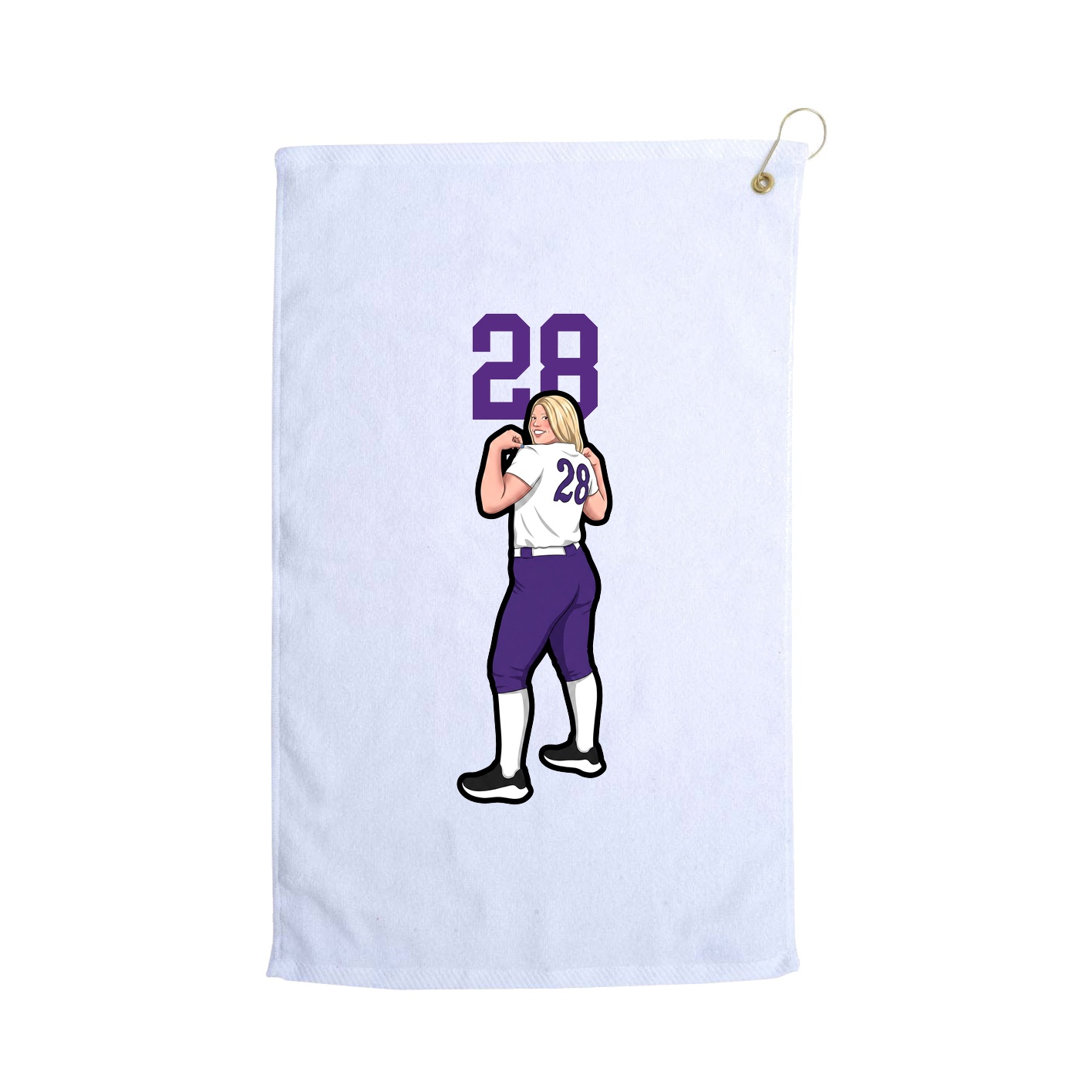 Golf Towel — Number Top in White