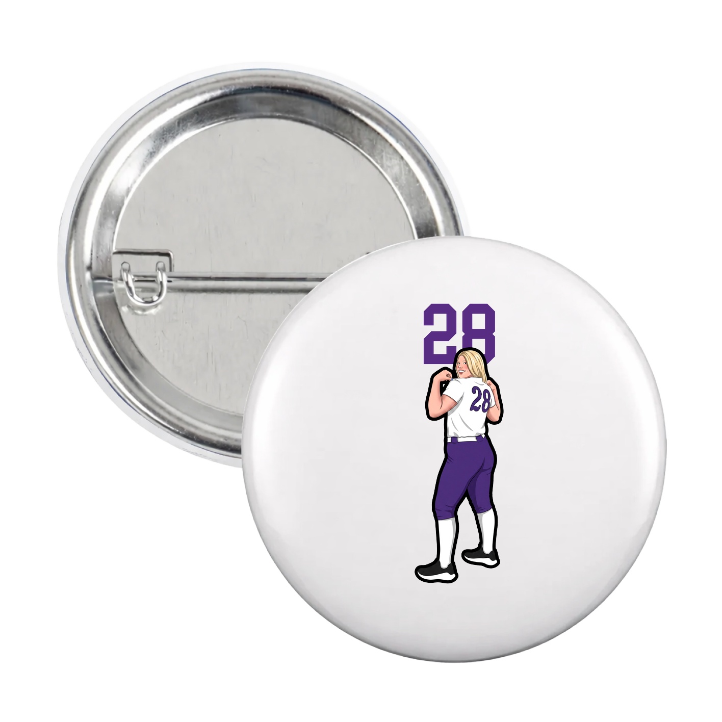 Game Day Button — Number Top in White