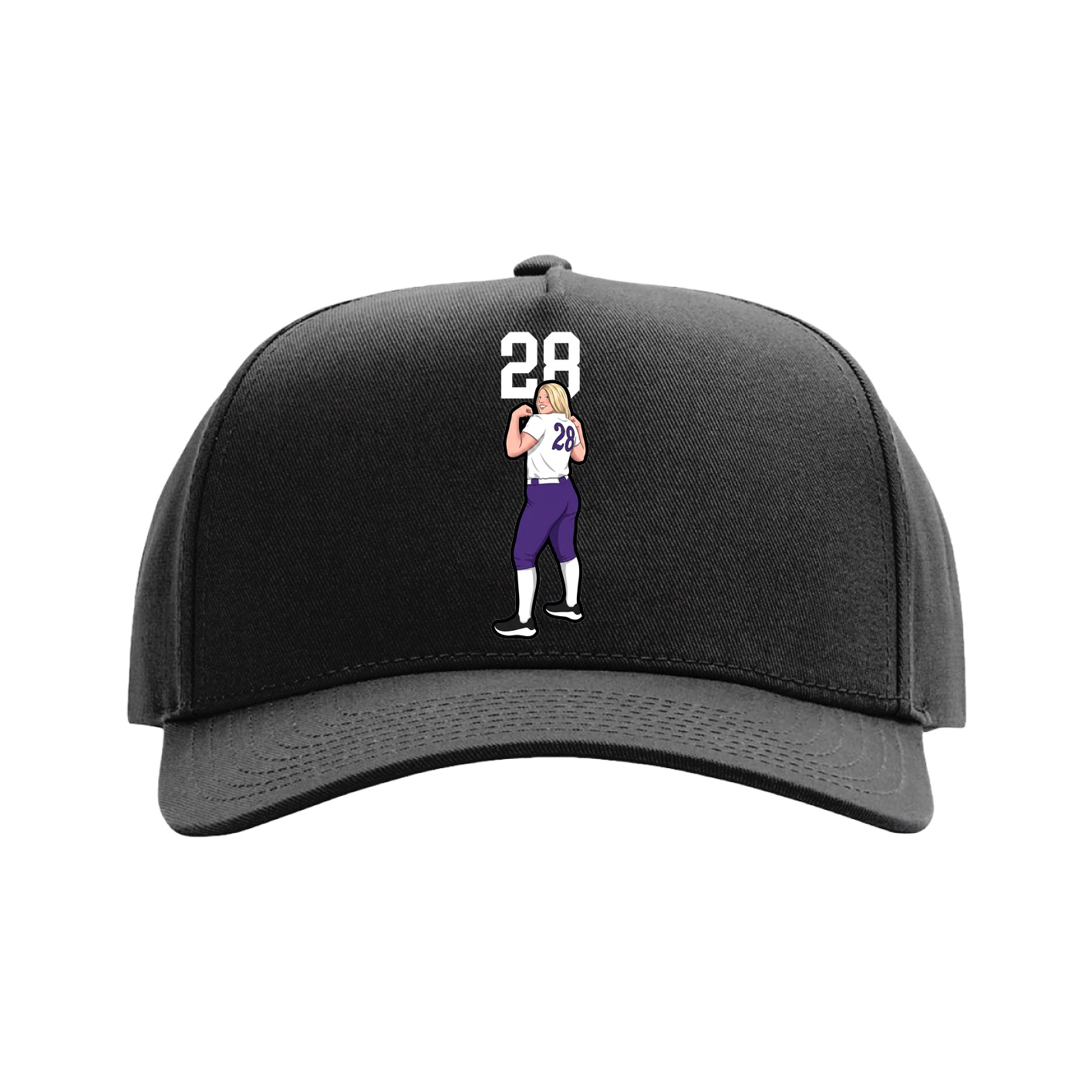 Full Fabric Five-Panel Champ Cap — Number Top in Black