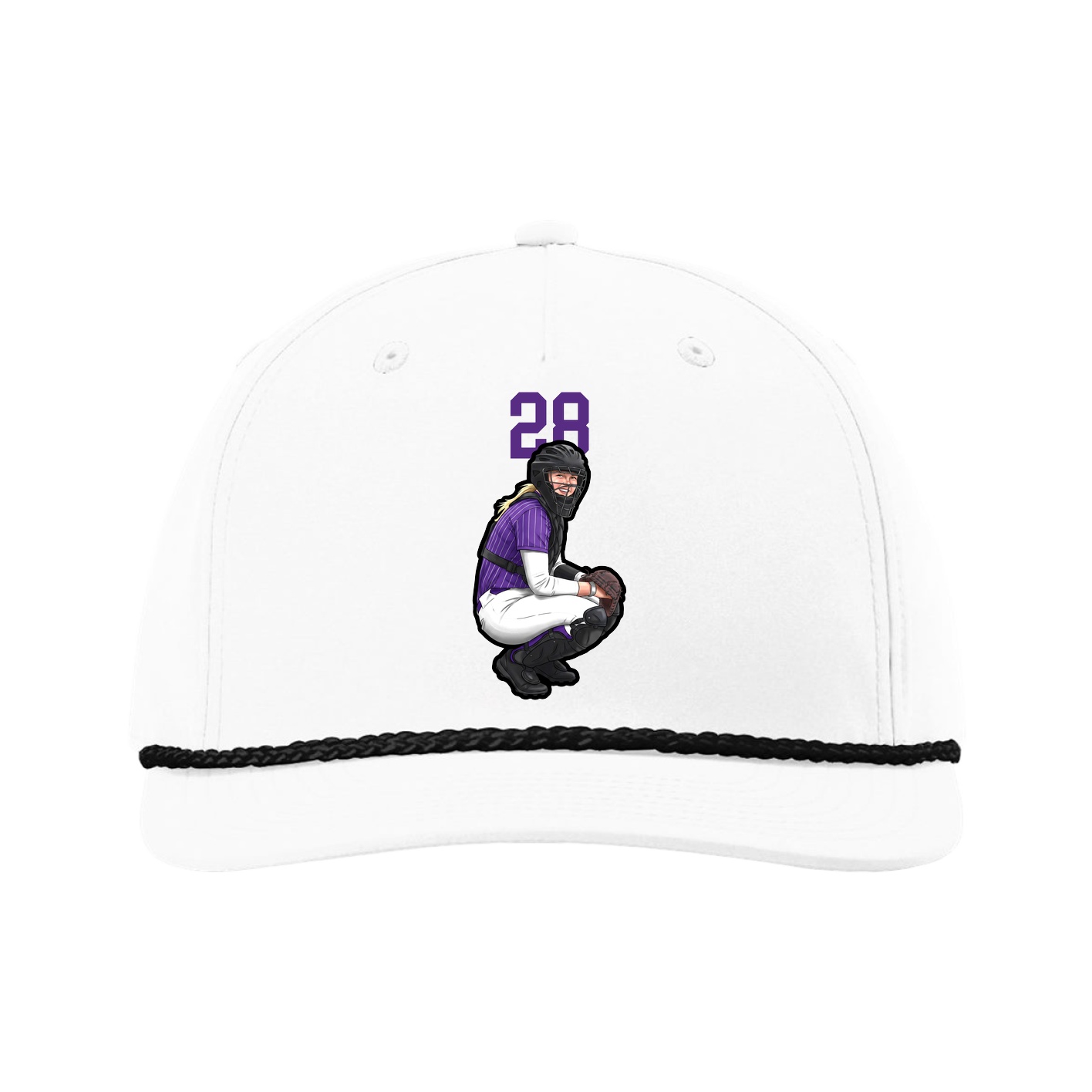 Five-Panel Classic Rope Cap — Number Top in White