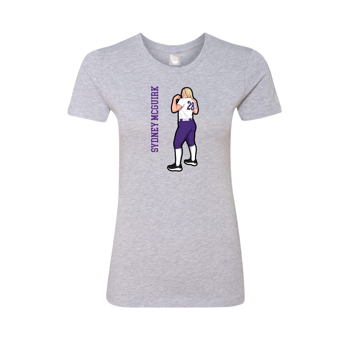 Fitted Women's Tee — Name Vertical in Grey